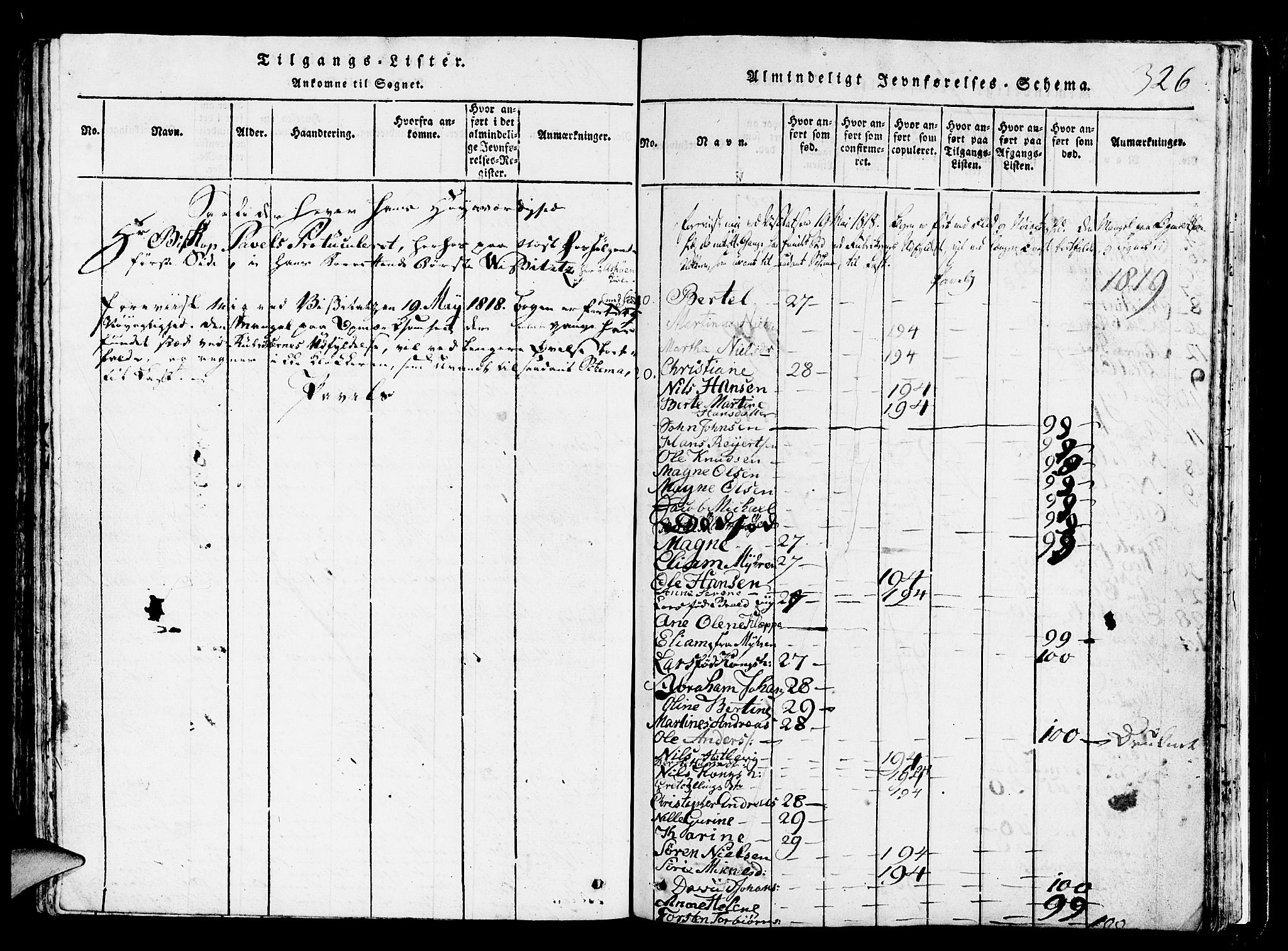 Askøy Sokneprestembete, SAB/A-74101/H/Ha/Hab/Haba/L0002: Parish register (copy) no. A 2, 1815-1846, p. 326