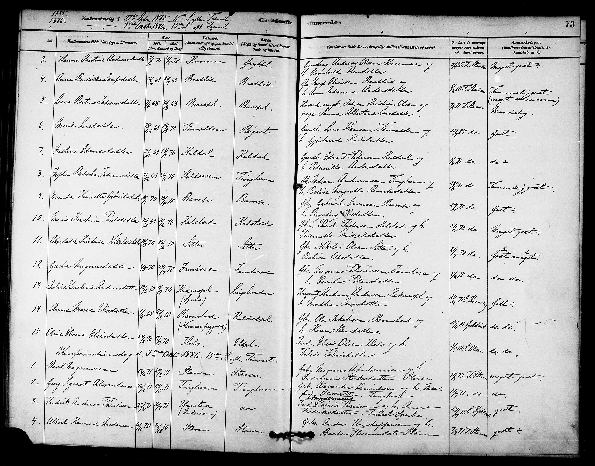 Ministerialprotokoller, klokkerbøker og fødselsregistre - Nord-Trøndelag, SAT/A-1458/742/L0408: Parish register (official) no. 742A01, 1878-1890, p. 73
