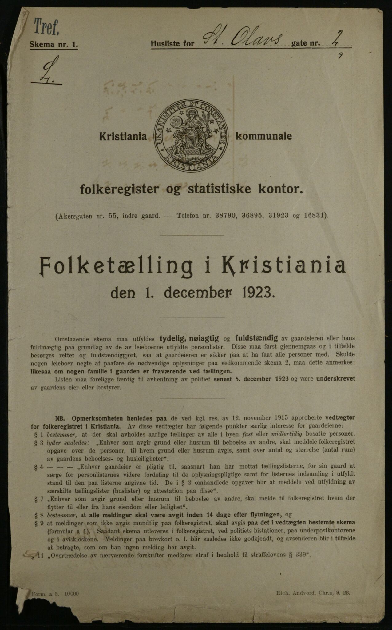 OBA, Municipal Census 1923 for Kristiania, 1923, p. 97248