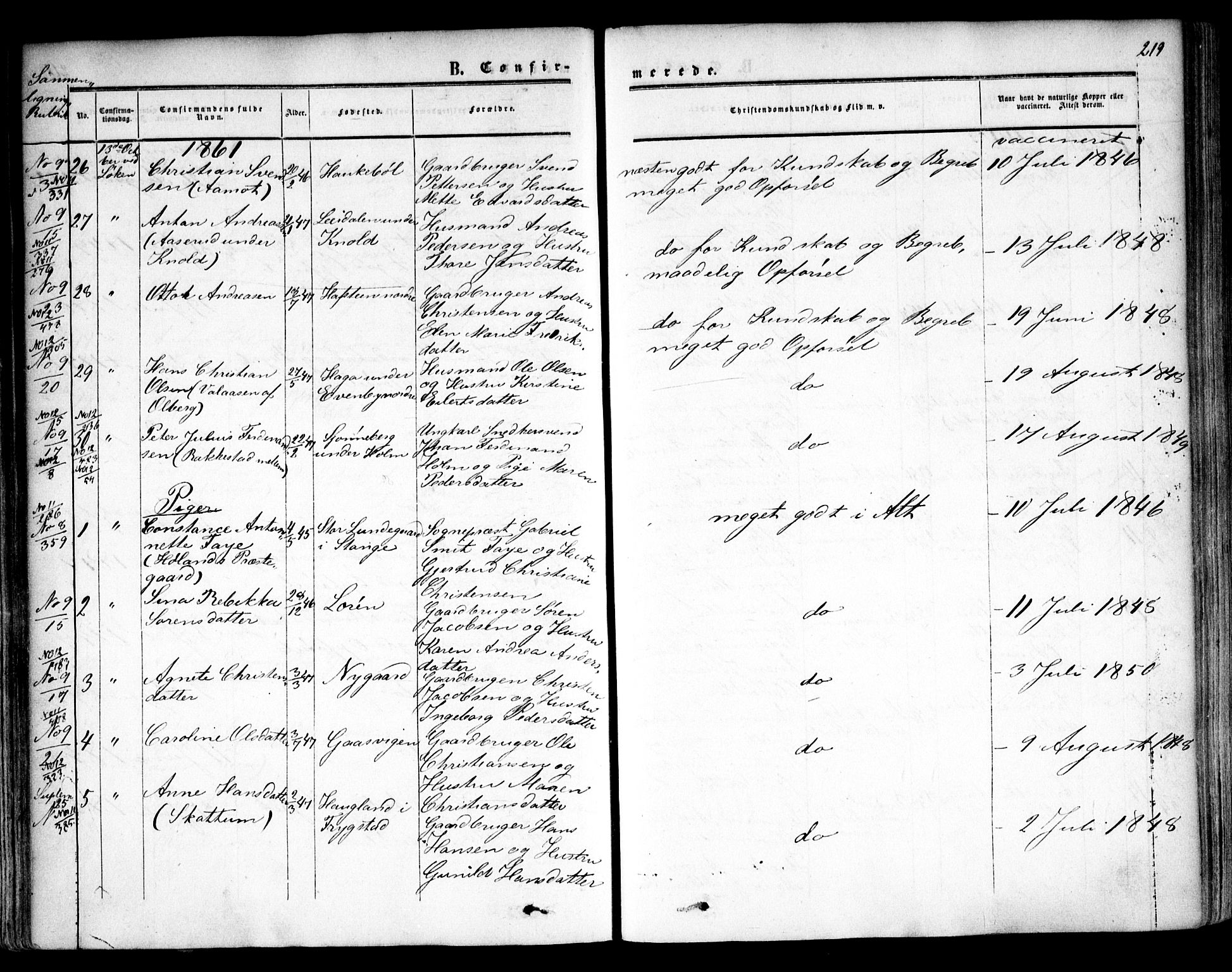 Høland prestekontor Kirkebøker, AV/SAO-A-10346a/F/Fa/L0010: Parish register (official) no. I 10, 1854-1861, p. 219