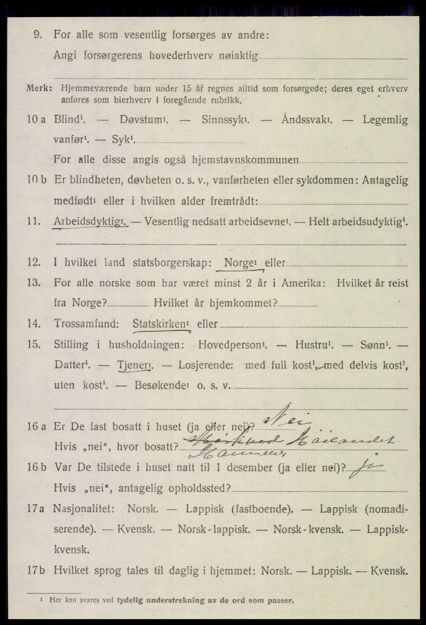 SAT, 1920 census for Høylandet, 1920, p. 1595