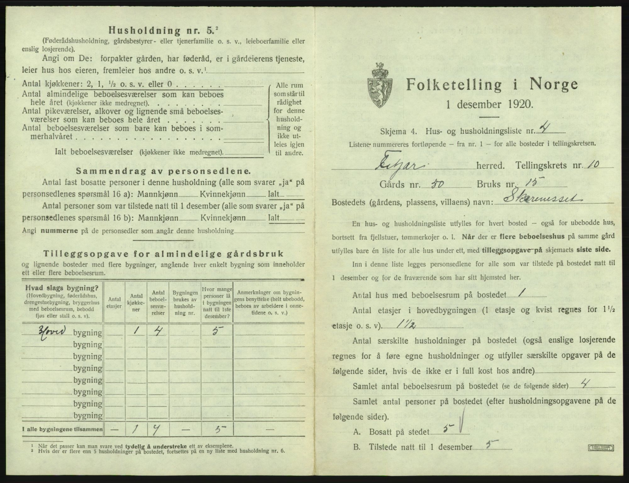 SAB, 1920 census for Fitjar, 1920, p. 575