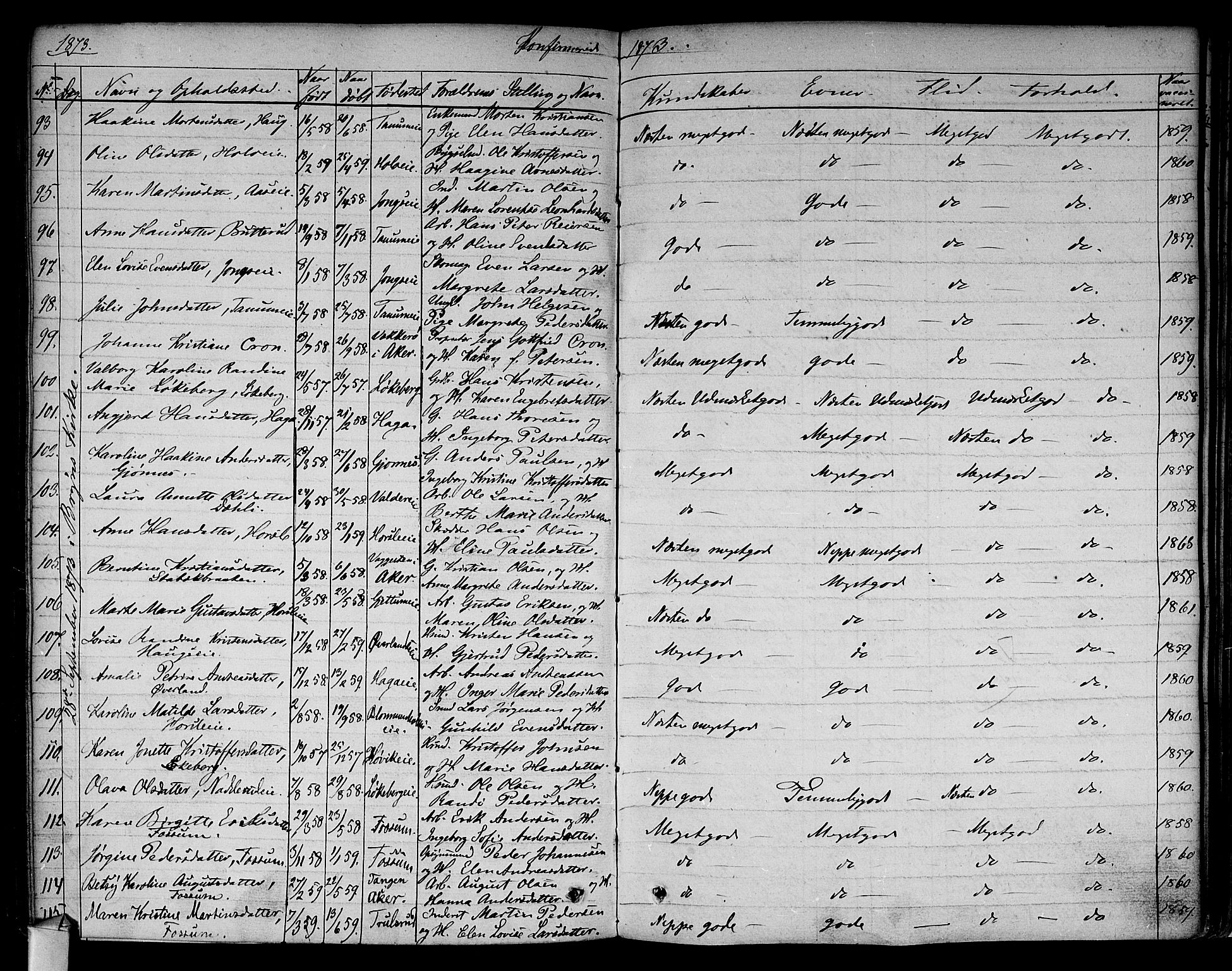 Asker prestekontor Kirkebøker, AV/SAO-A-10256a/F/Fa/L0009: Parish register (official) no. I 9, 1825-1878, p. 303