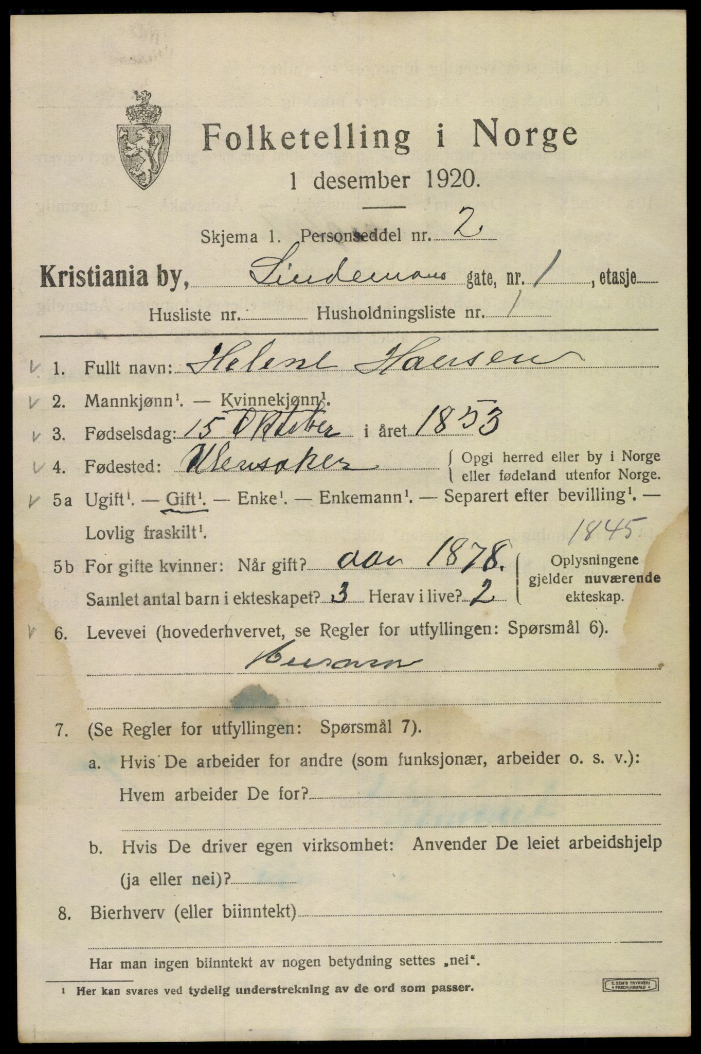 SAO, 1920 census for Kristiania, 1920, p. 364723