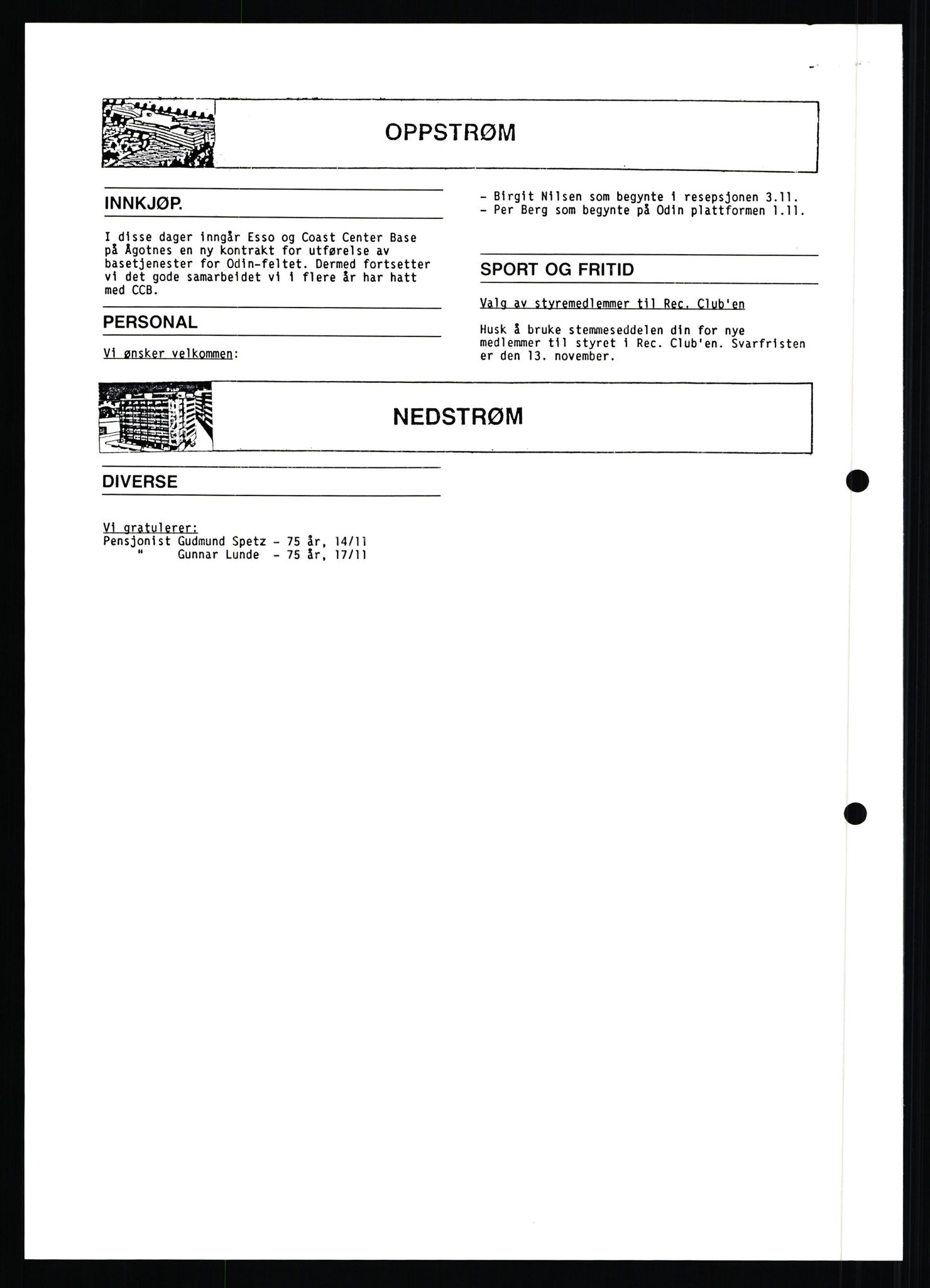 Pa 0982 - Esso Norge A/S, AV/SAST-A-100448/X/Xd/L0003: Ukenytt, 1987-1991