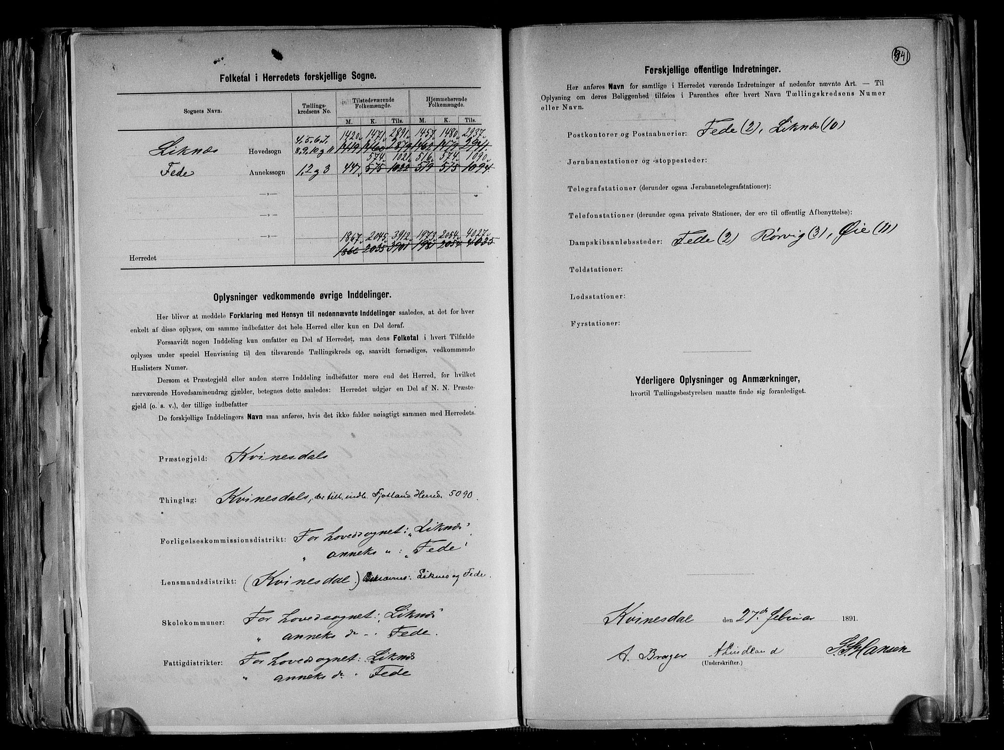 RA, 1891 census for 1037 Kvinesdal, 1891, p. 3