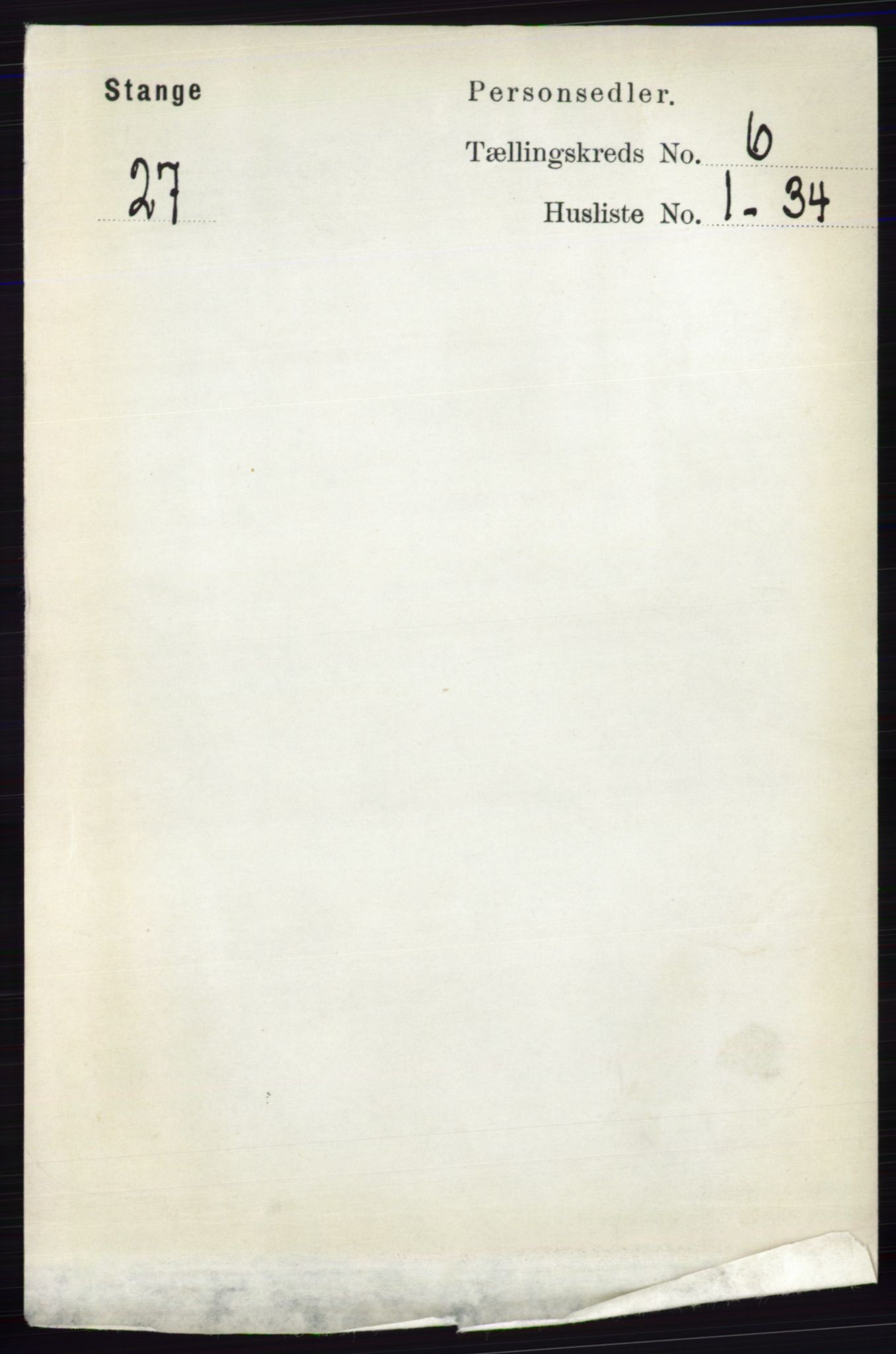 RA, 1891 census for 0417 Stange, 1891, p. 3956