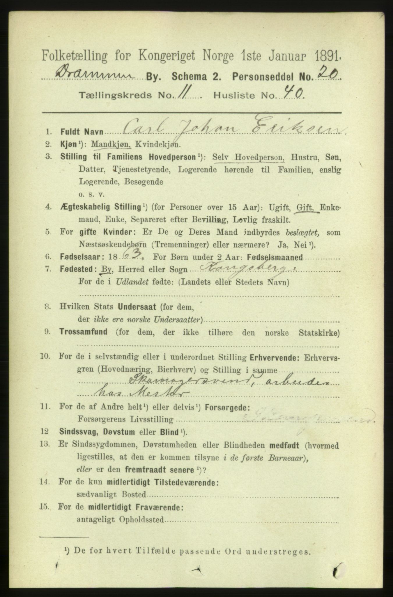 RA, 1891 census for 0602 Drammen, 1891, p. 8953