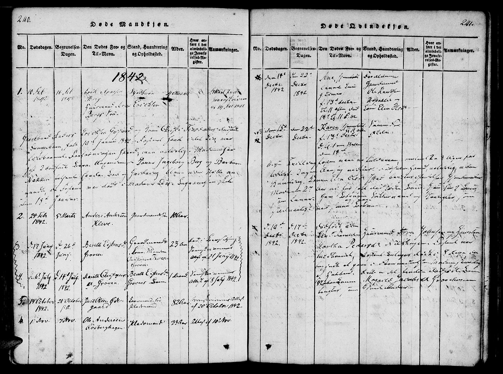 Ministerialprotokoller, klokkerbøker og fødselsregistre - Møre og Romsdal, SAT/A-1454/557/L0679: Parish register (official) no. 557A01, 1818-1843, p. 240-241