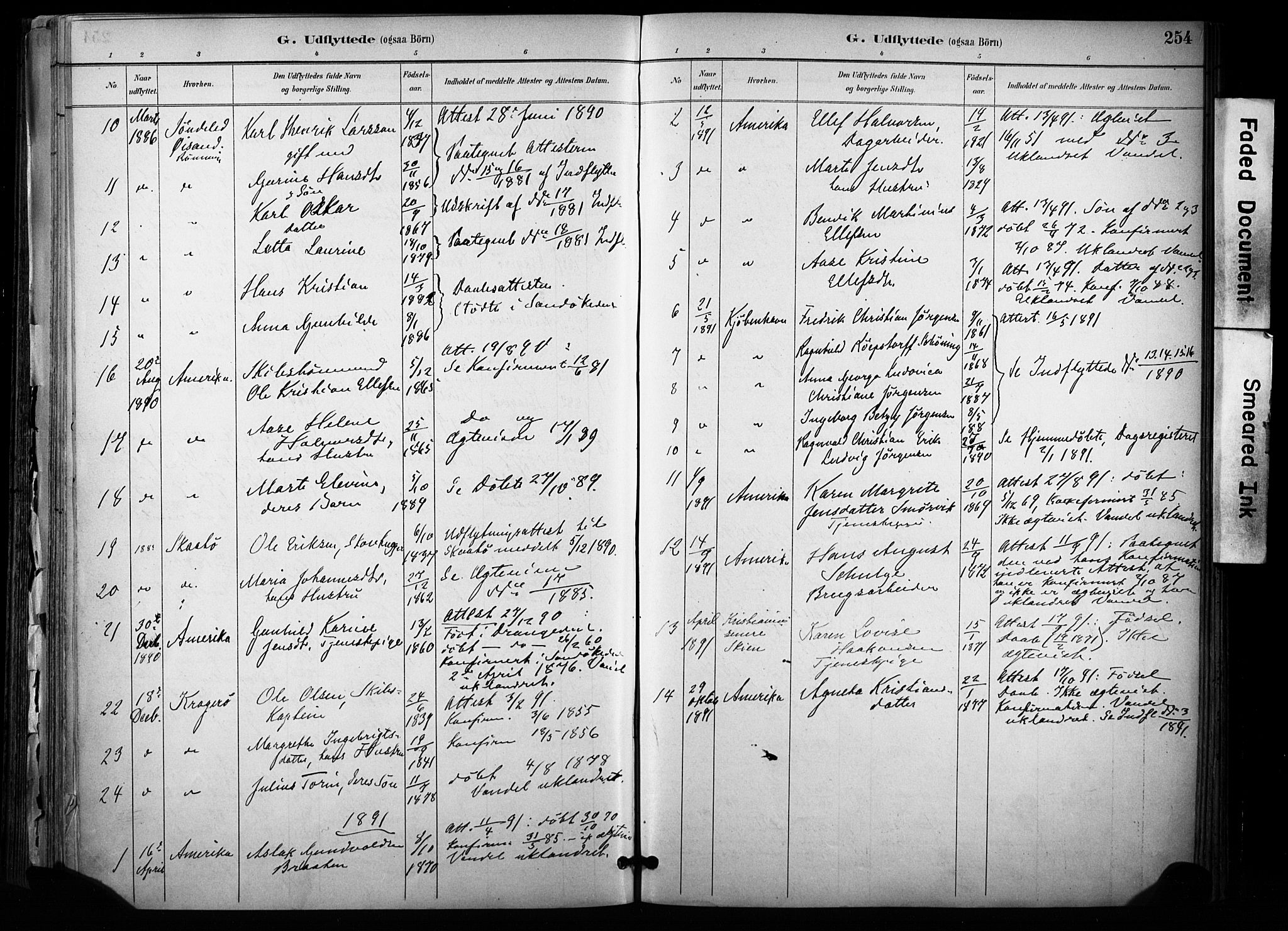 Sannidal kirkebøker, AV/SAKO-A-296/F/Fa/L0015: Parish register (official) no. 15, 1884-1899, p. 254