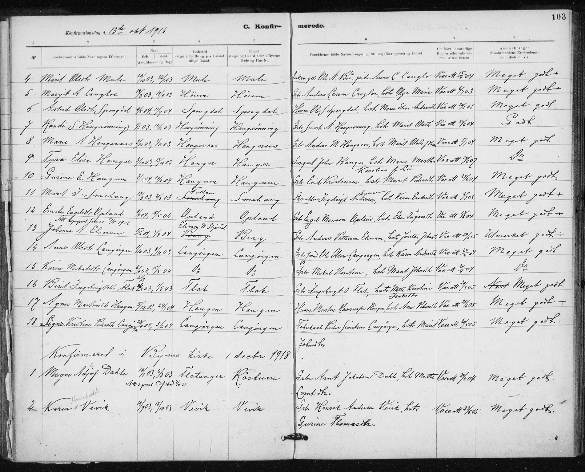 Ministerialprotokoller, klokkerbøker og fødselsregistre - Sør-Trøndelag, SAT/A-1456/612/L0381: Parish register (official) no. 612A13, 1907-1923, p. 103