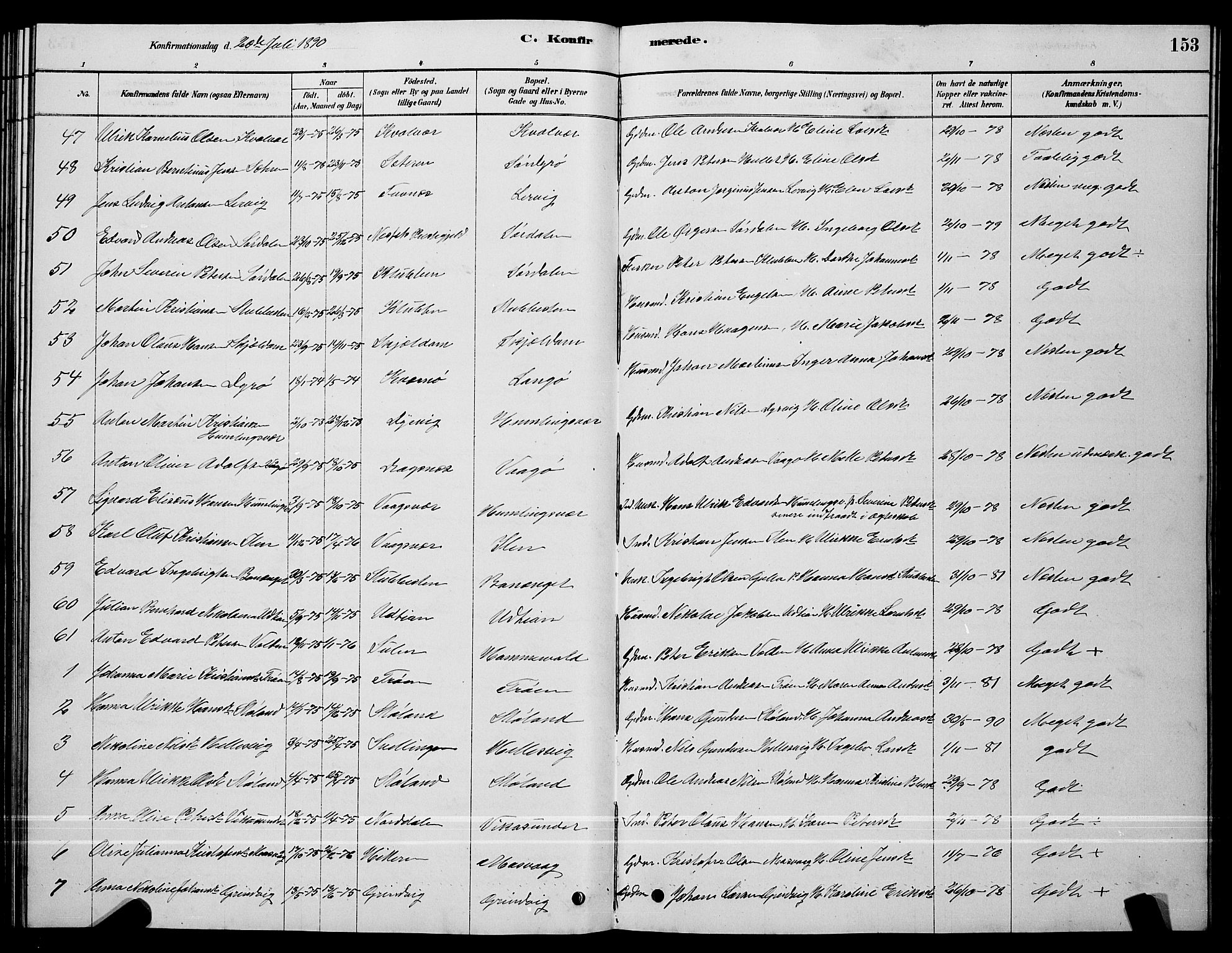 Ministerialprotokoller, klokkerbøker og fødselsregistre - Sør-Trøndelag, AV/SAT-A-1456/640/L0585: Parish register (copy) no. 640C03, 1878-1891, p. 153