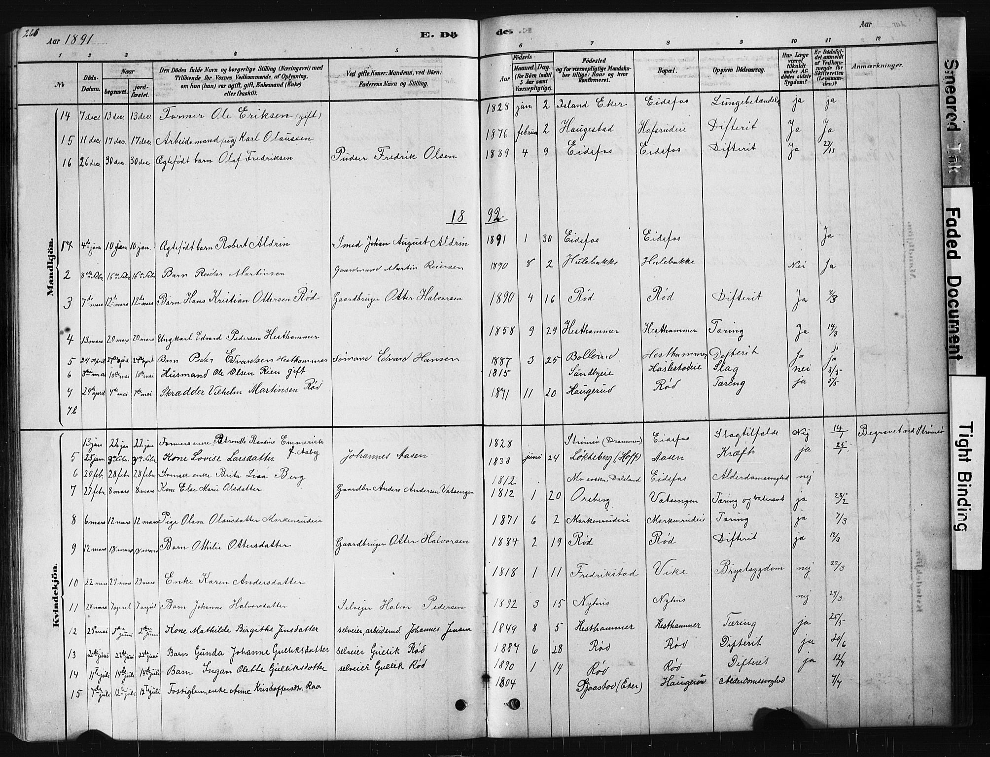 Hof kirkebøker, AV/SAKO-A-64/G/Ga/L0004: Parish register (copy) no. I 4, 1878-1930, p. 266