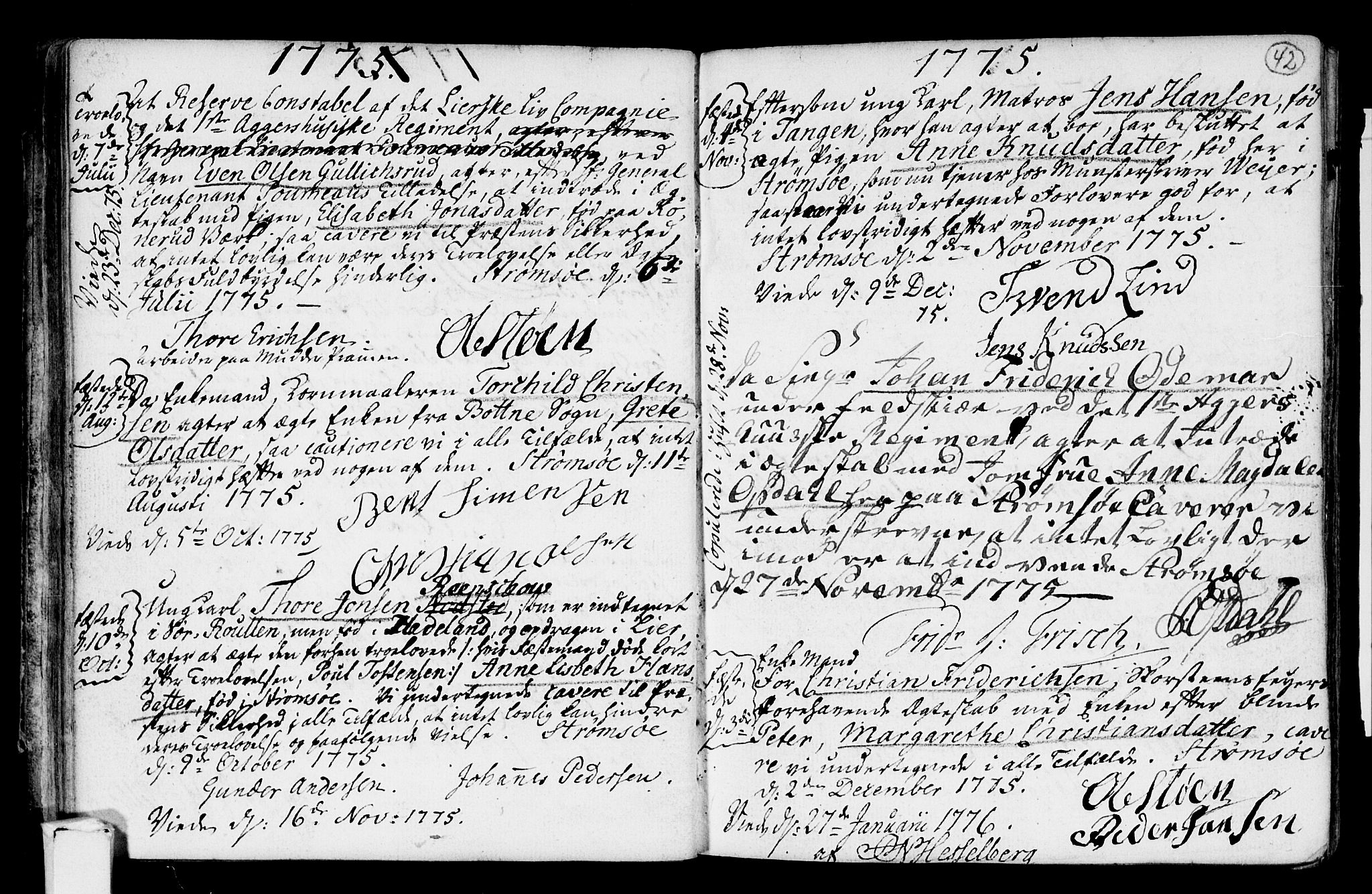 Strømsø kirkebøker, SAKO/A-246/H/Hb/L0001: Best man's statements no. 1, 1752-1815, p. 42