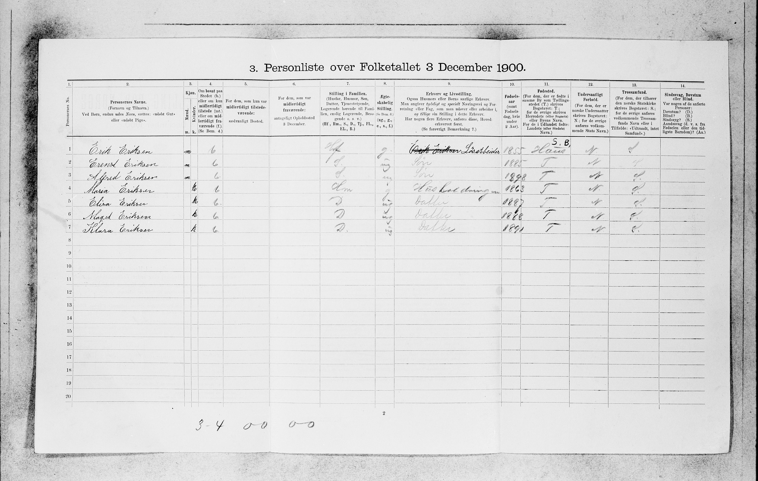 SAB, 1900 census for Bergen, 1900, p. 21336