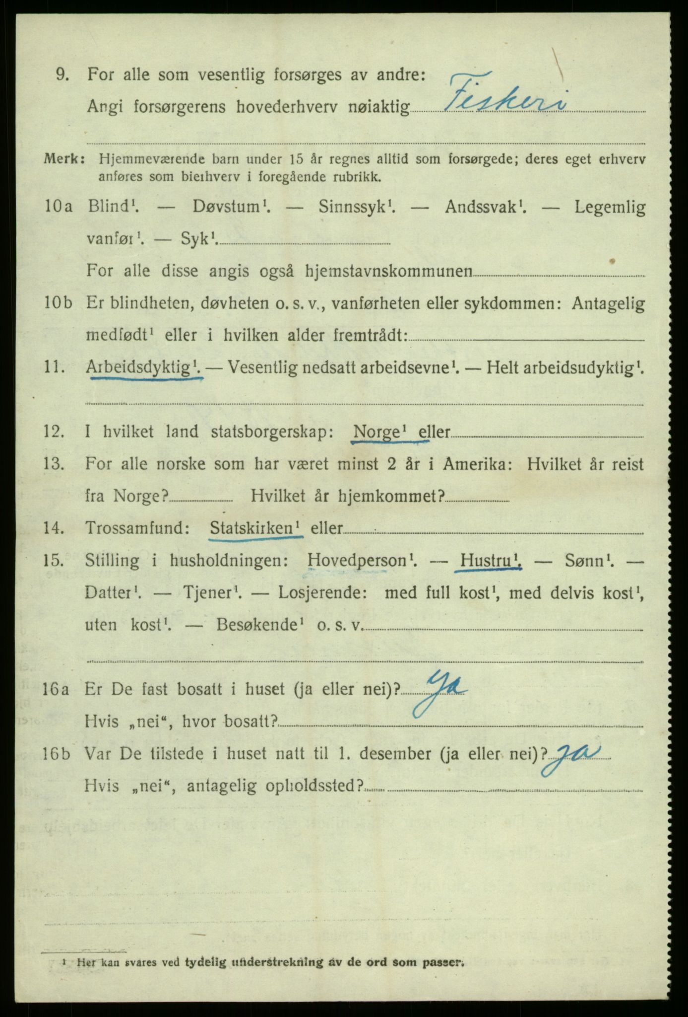 SAB, 1920 census for Solund, 1920, p. 3809