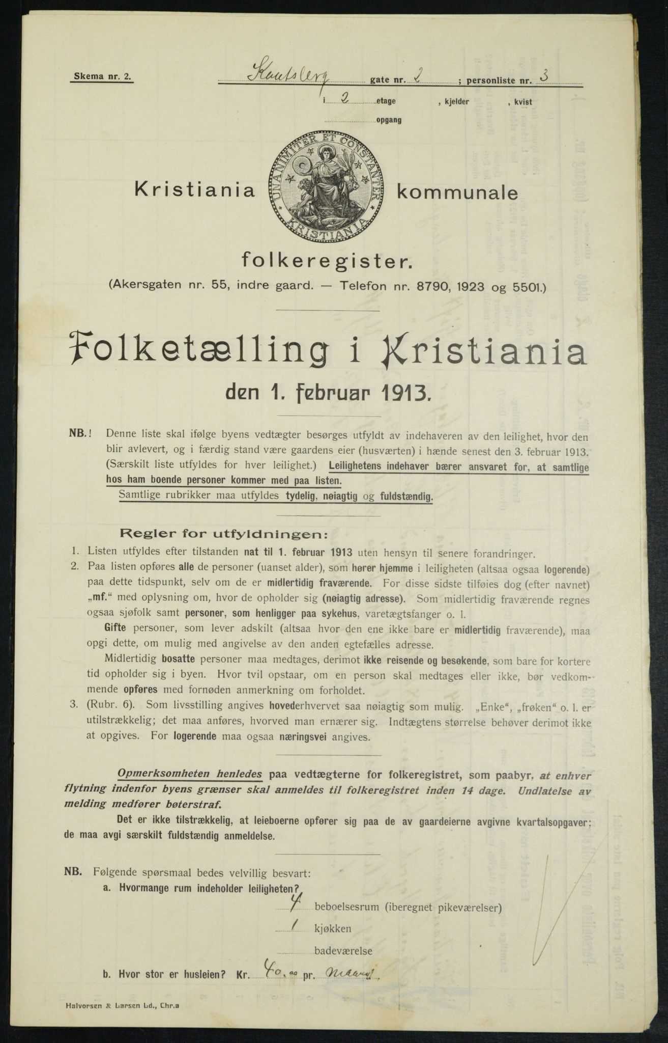 OBA, Municipal Census 1913 for Kristiania, 1913, p. 47796