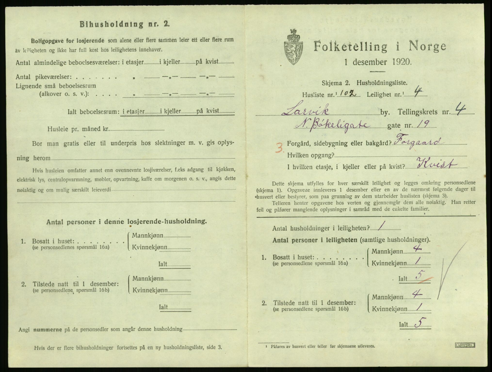 SAKO, 1920 census for Larvik, 1920, p. 4682