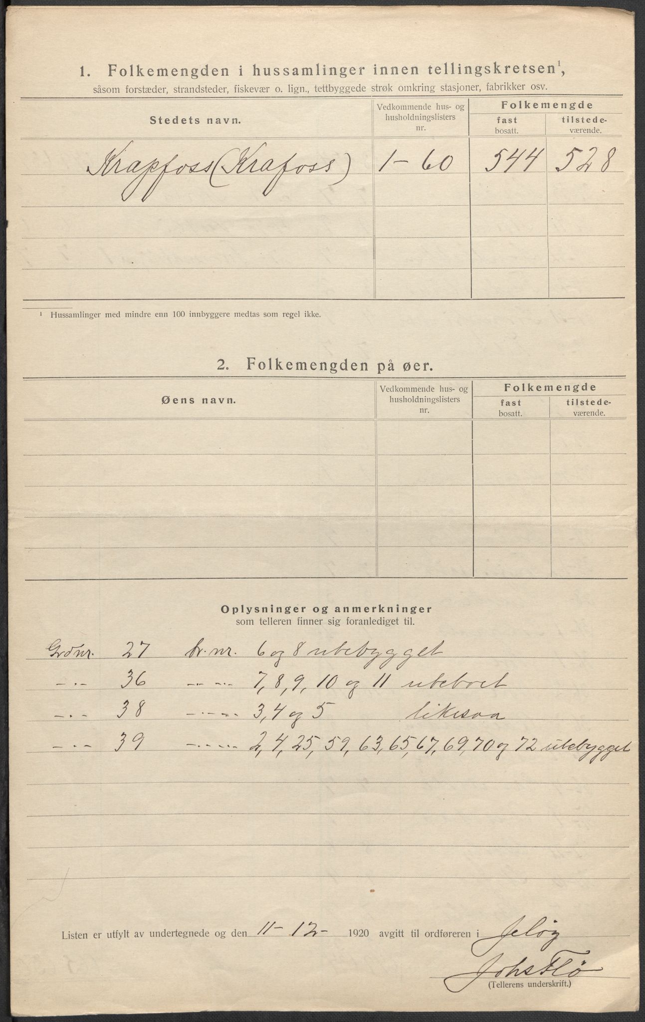 SAO, 1920 census for Moss land district, 1920, p. 26