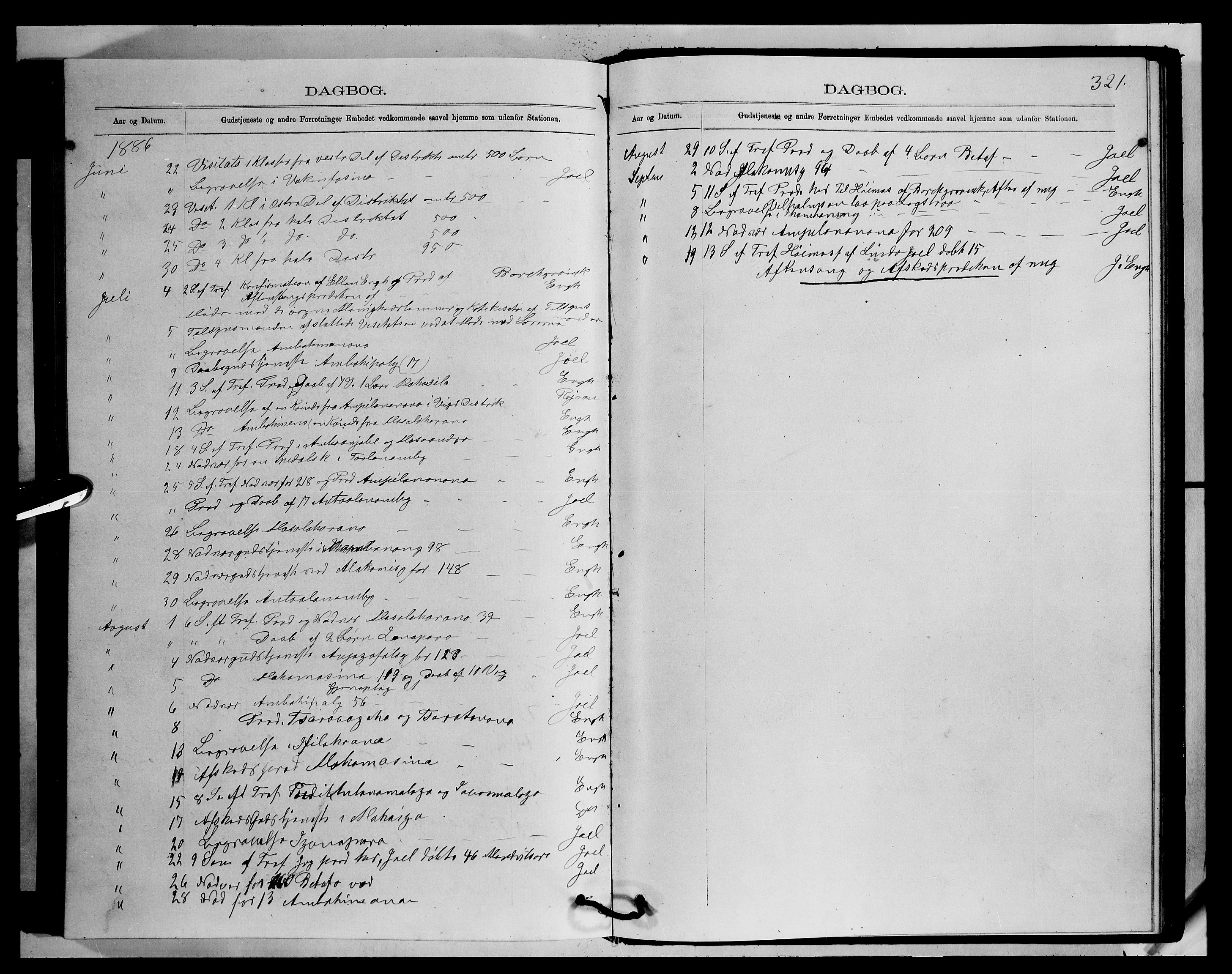 Archives FLM/NMS, Madagaskar, VID/MA-A-1163/D/Db/L0270: Parish register (official) no. 2, 1883-1886, p. 321