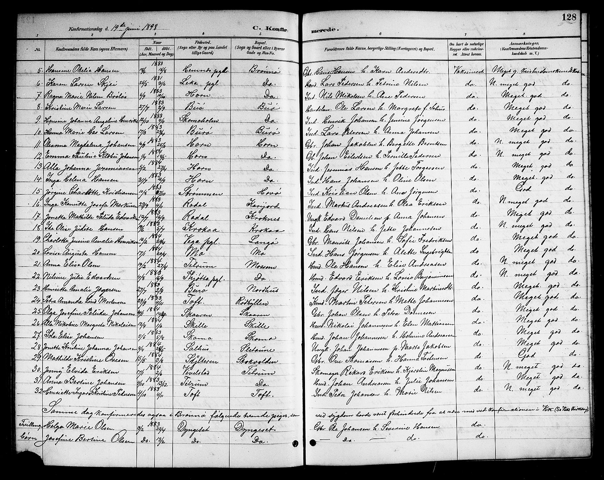 Ministerialprotokoller, klokkerbøker og fødselsregistre - Nordland, SAT/A-1459/813/L0213: Parish register (copy) no. 813C05, 1887-1903, p. 128