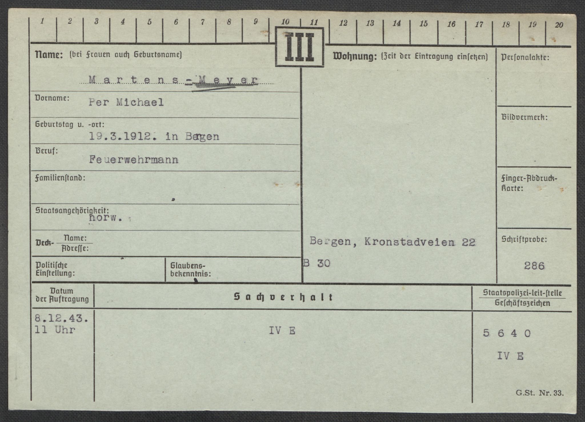 Befehlshaber der Sicherheitspolizei und des SD, RA/RAFA-5969/E/Ea/Eaa/L0007: Register over norske fanger i Møllergata 19: Lundb-N, 1940-1945, p. 570