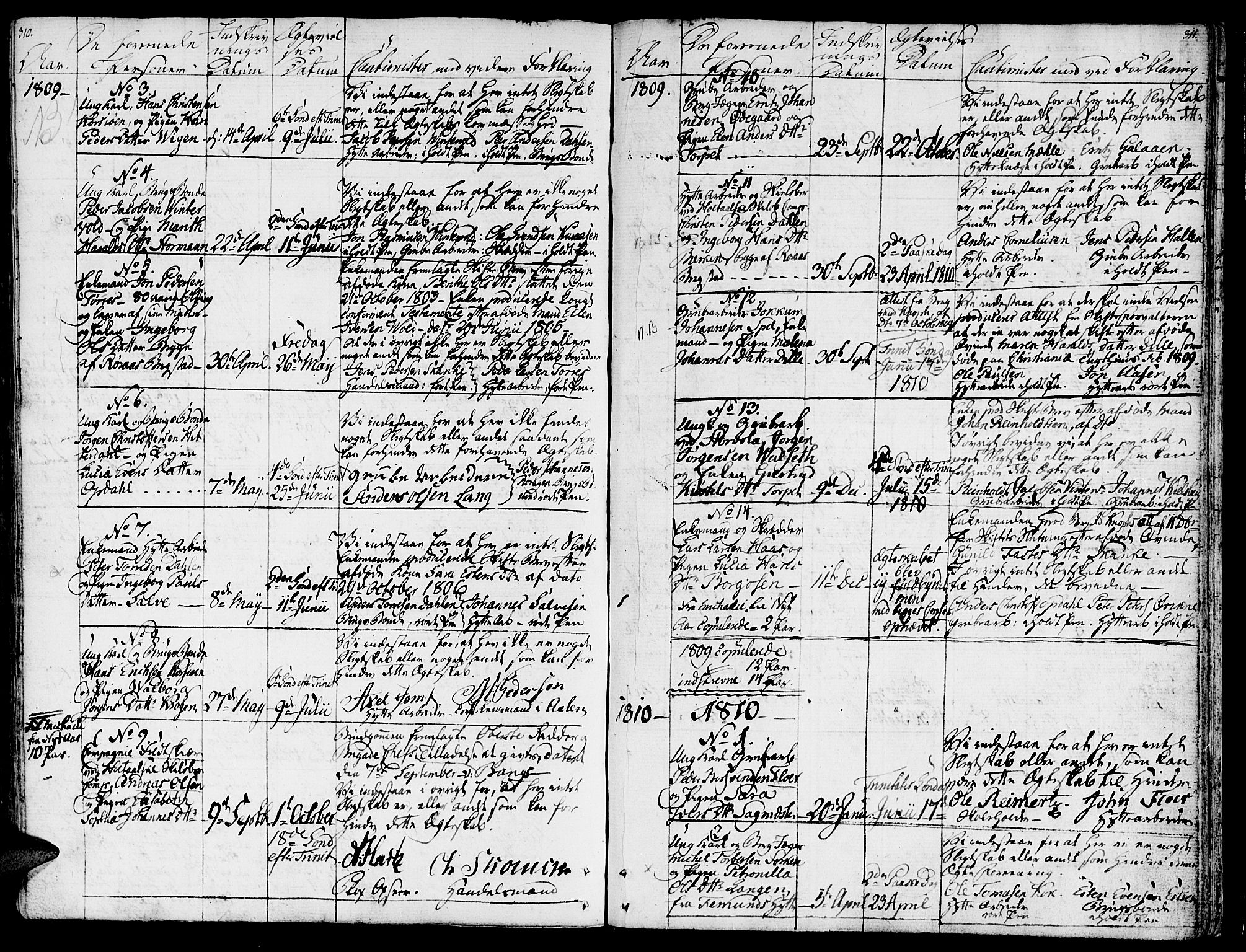 Ministerialprotokoller, klokkerbøker og fødselsregistre - Sør-Trøndelag, SAT/A-1456/681/L0928: Parish register (official) no. 681A06, 1806-1816, p. 310-311