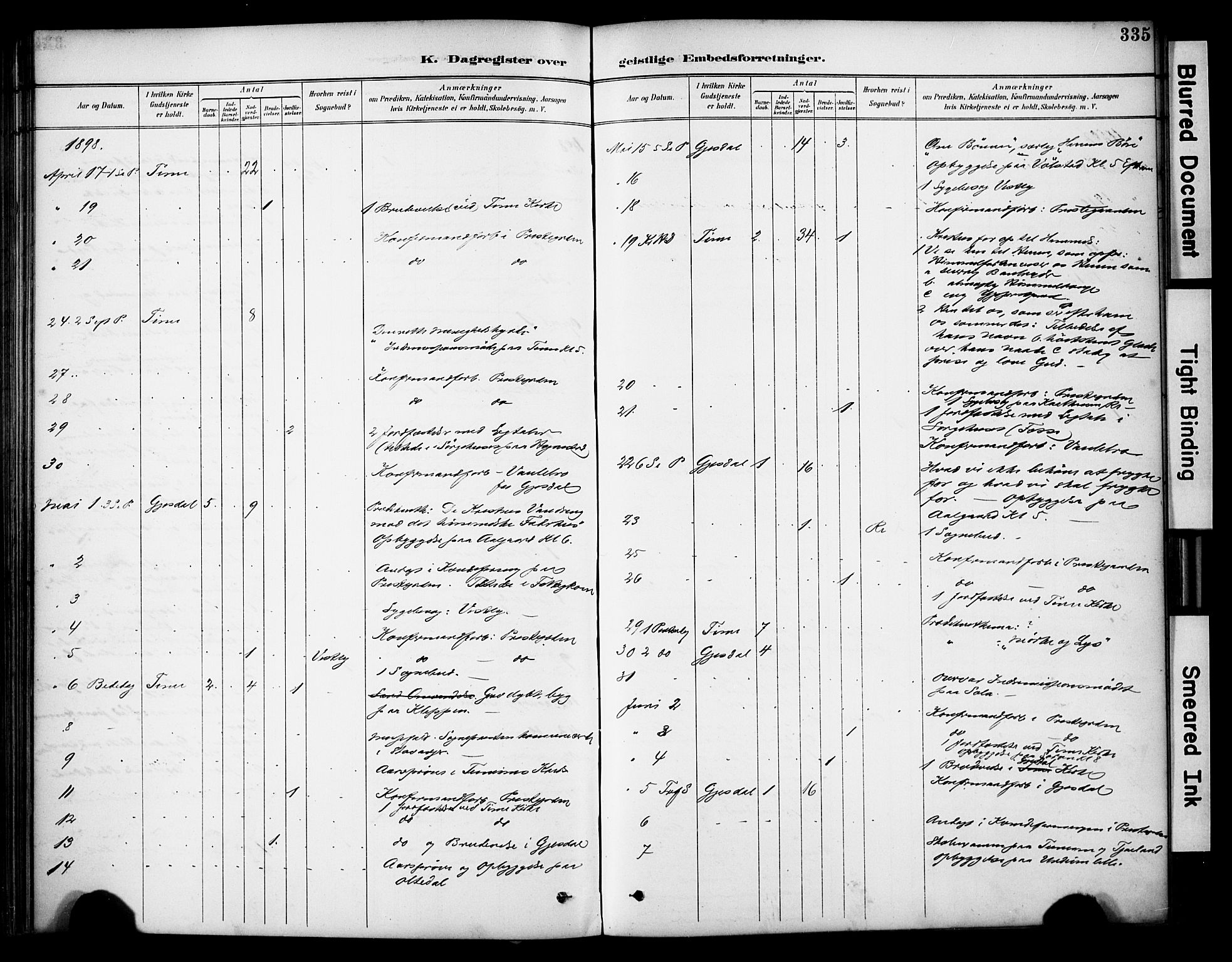 Lye sokneprestkontor, AV/SAST-A-101794/001/30BA/L0011: Parish register (official) no. A 9, 1893-1903, p. 335