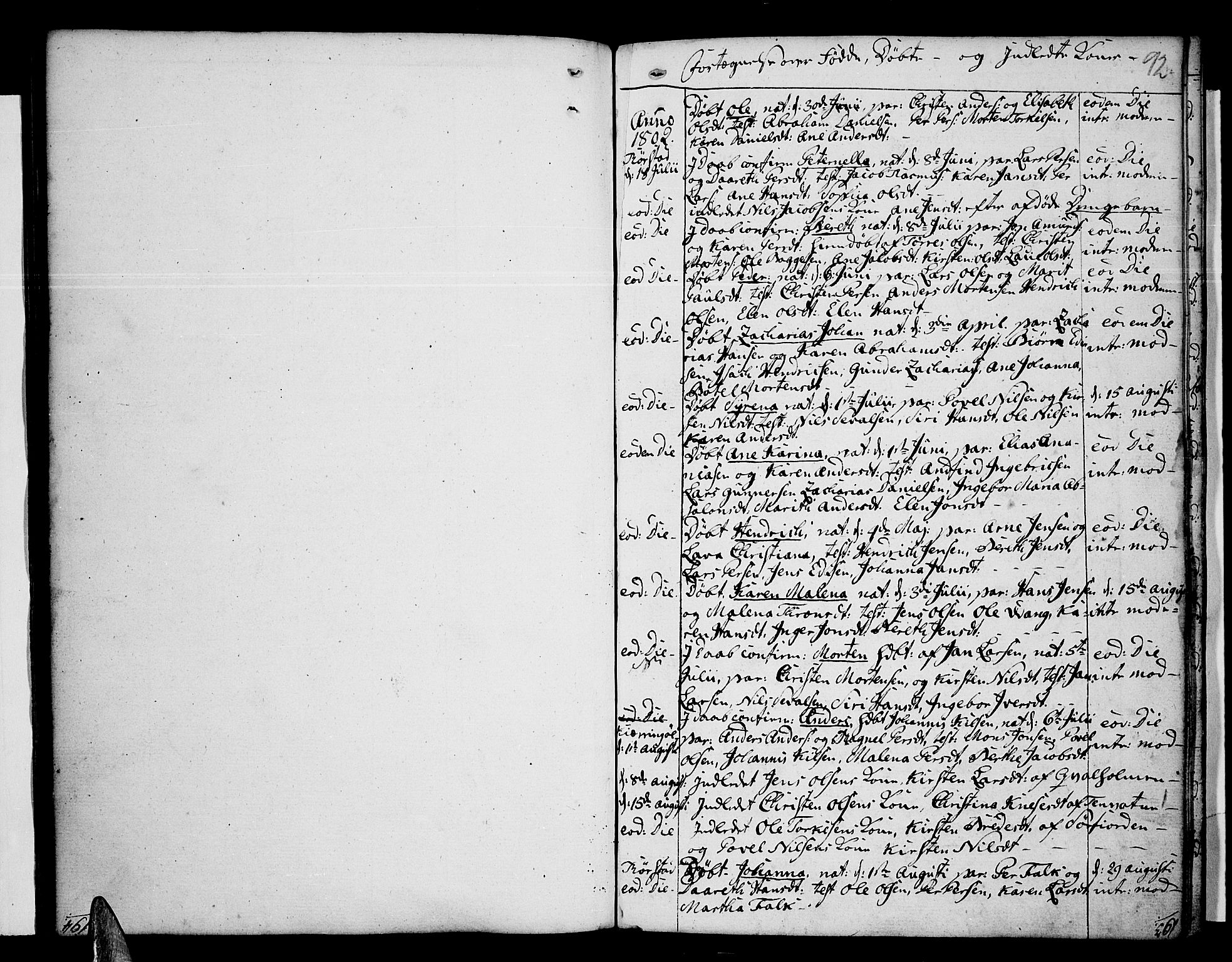 Ministerialprotokoller, klokkerbøker og fødselsregistre - Nordland, SAT/A-1459/853/L0767: Parish register (official) no. 853A06, 1791-1820, p. 92