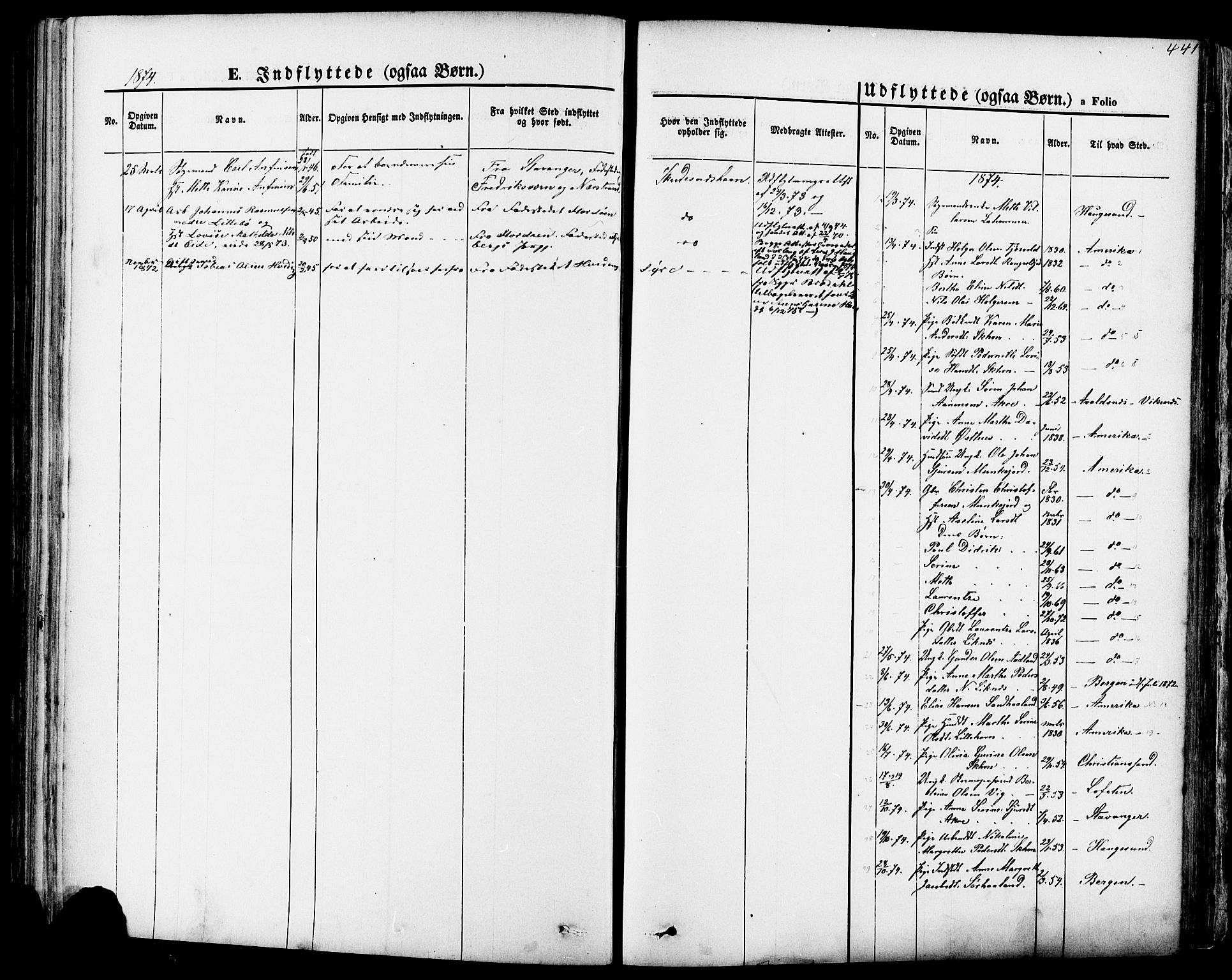 Skudenes sokneprestkontor, SAST/A -101849/H/Ha/Haa/L0006: Parish register (official) no. A 4, 1864-1881, p. 441
