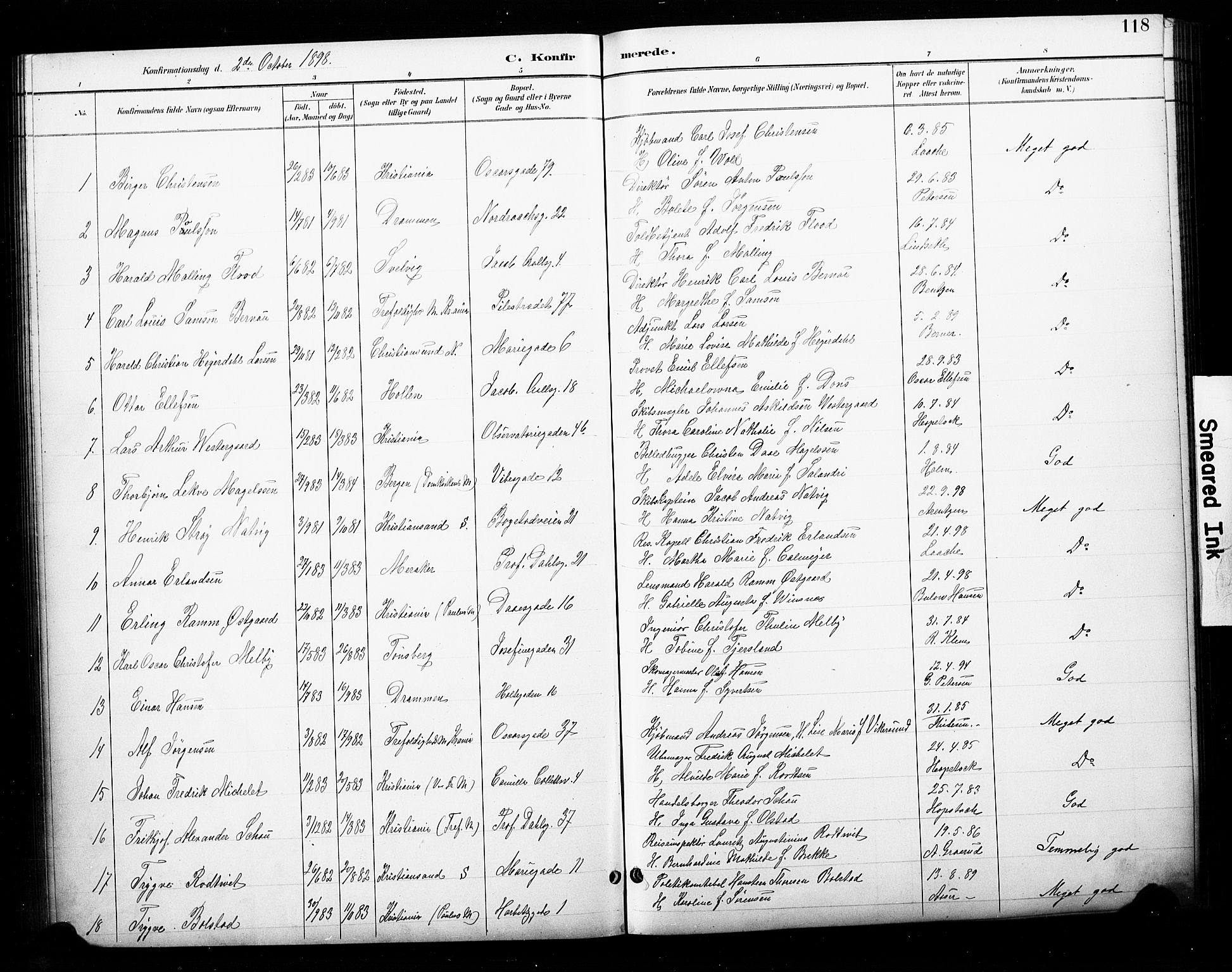 Uranienborg prestekontor Kirkebøker, SAO/A-10877/F/Fa/L0003: Parish register (official) no. 3, 1890-1904, p. 118