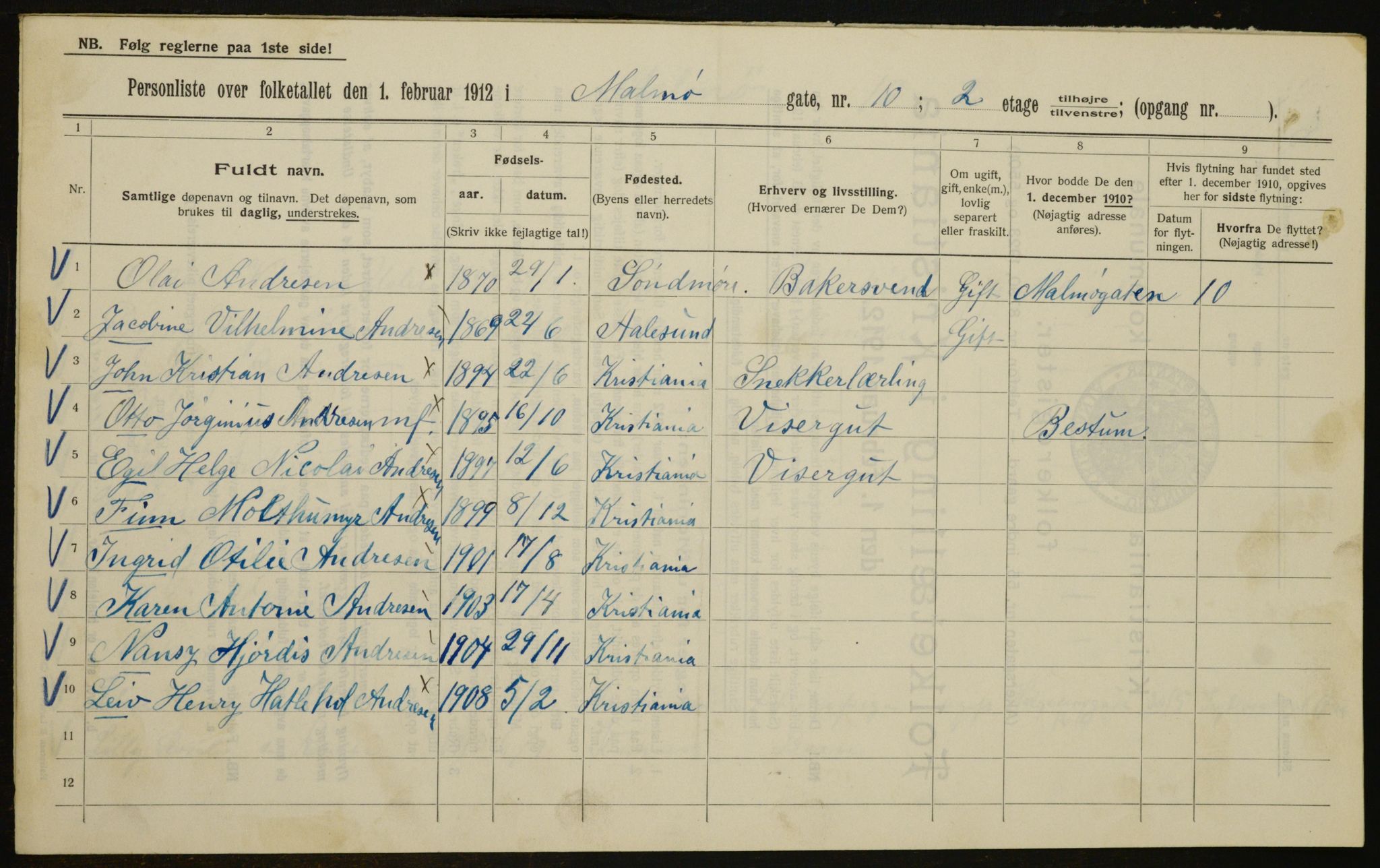 OBA, Municipal Census 1912 for Kristiania, 1912, p. 60475