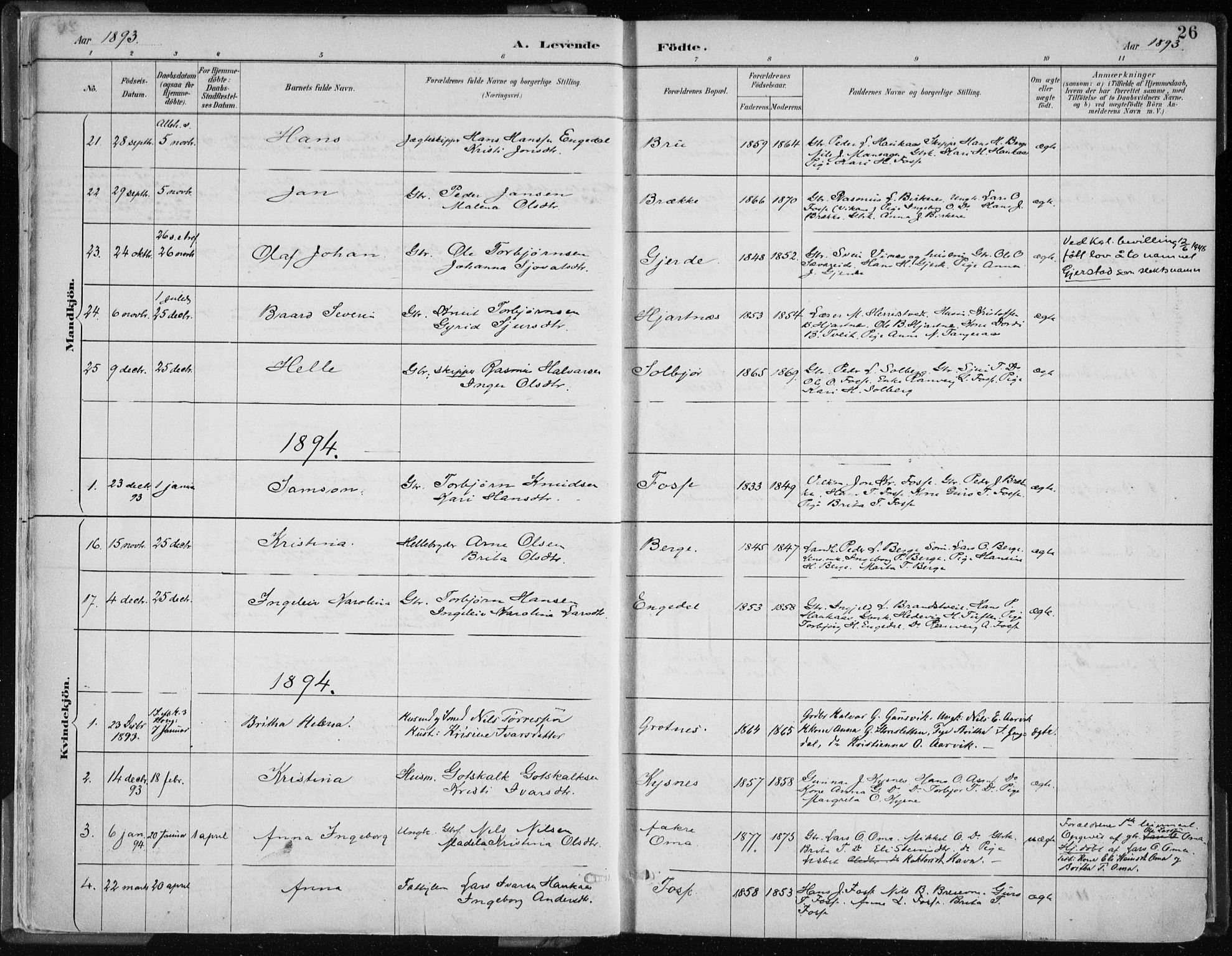 Strandebarm sokneprestembete, AV/SAB-A-78401/H/Haa: Parish register (official) no. B  1, 1886-1908, p. 26