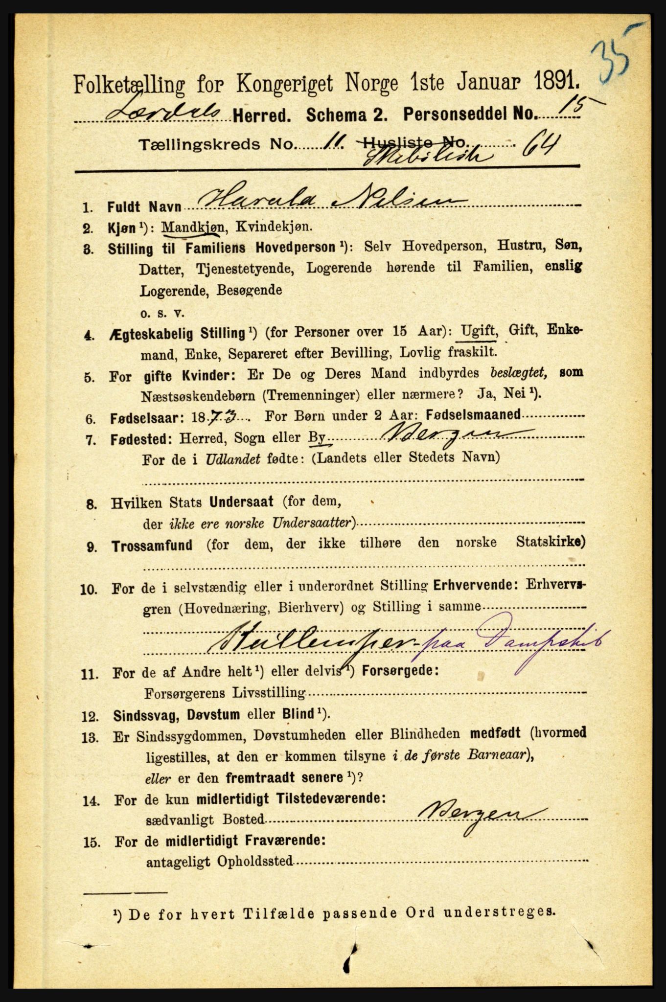 RA, 1891 census for 1422 Lærdal, 1891, p. 2508