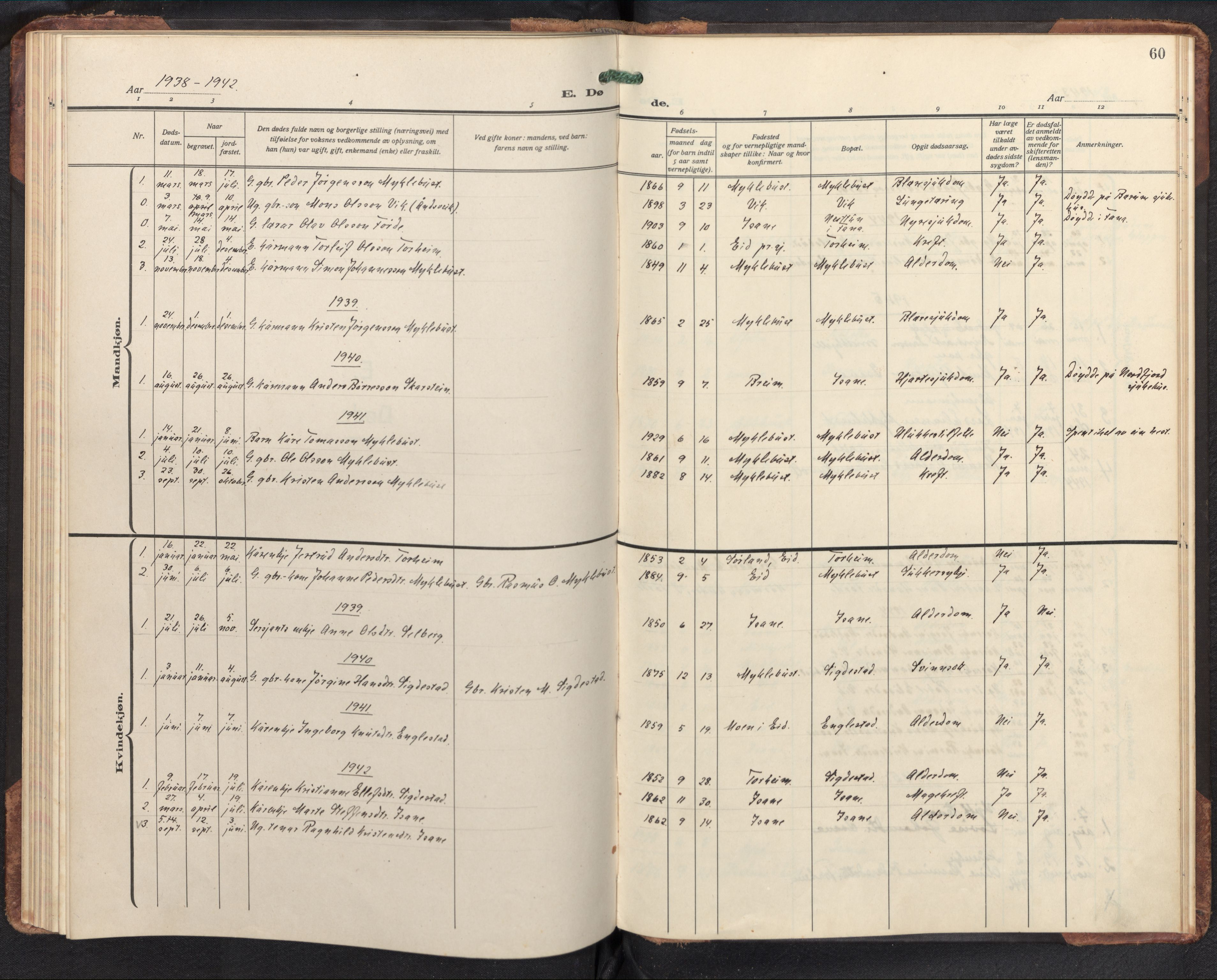 Davik sokneprestembete, AV/SAB-A-79701/H/Haa/Haae/L0003: Parish register (official) no. E 3, 1938-1965, p. 60