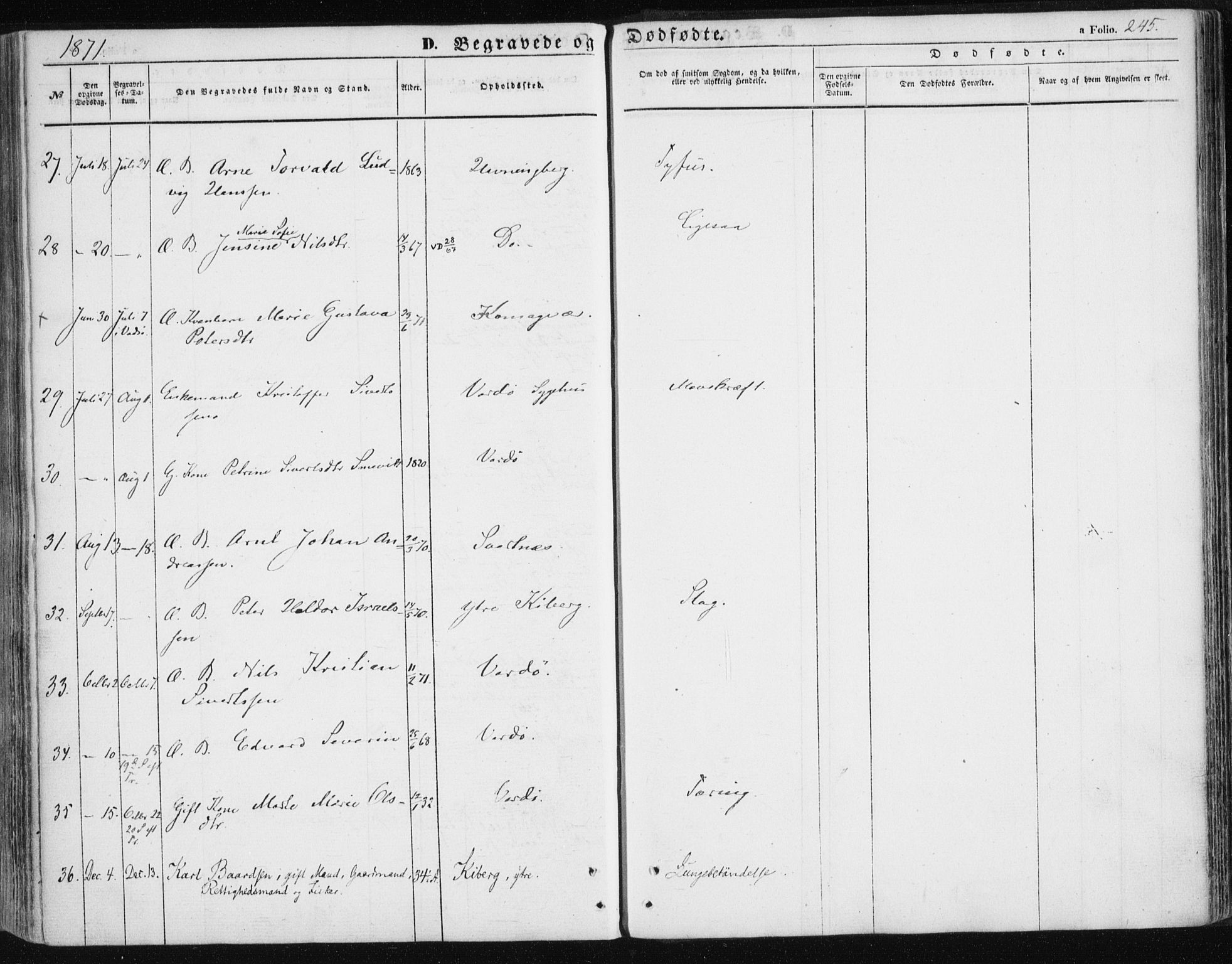 Vardø sokneprestkontor, SATØ/S-1332/H/Ha/L0004kirke: Parish register (official) no. 4, 1862-1871, p. 245