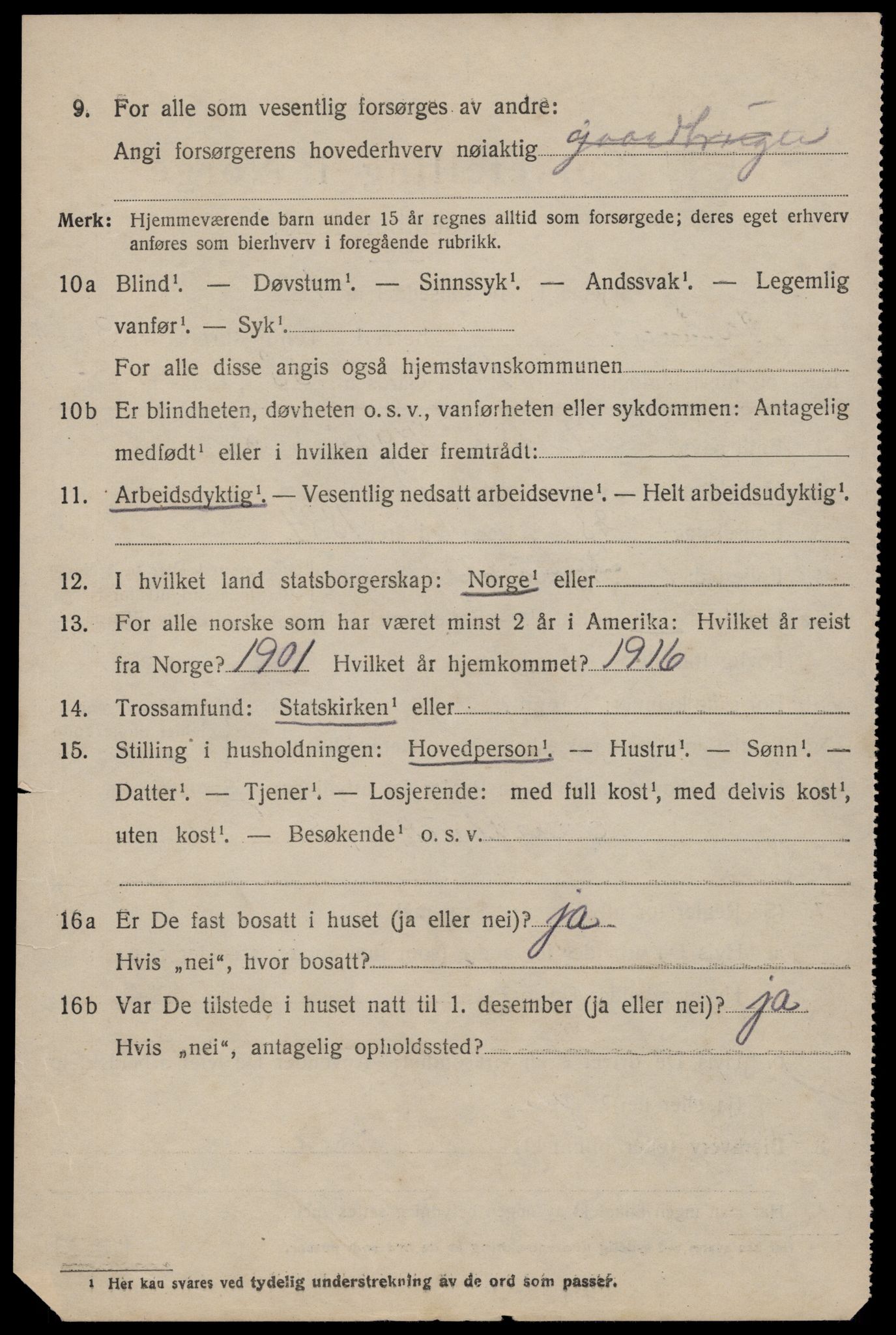 SAST, 1920 census for Varhaug, 1920, p. 2944