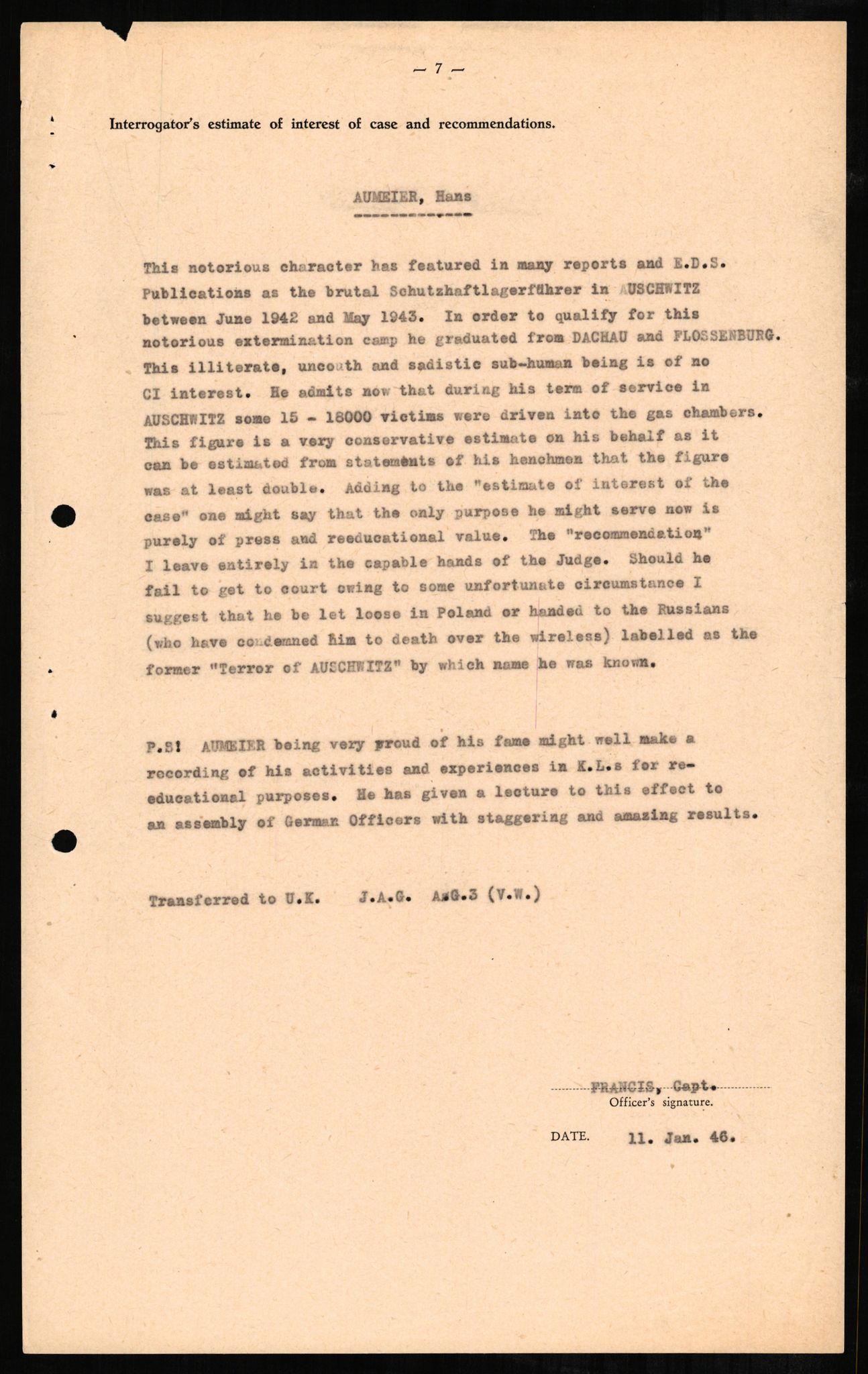 Forsvaret, Forsvarets overkommando II, AV/RA-RAFA-3915/D/Db/L0001: CI Questionaires. Tyske okkupasjonsstyrker i Norge. Tyskere., 1945-1946, p. 454