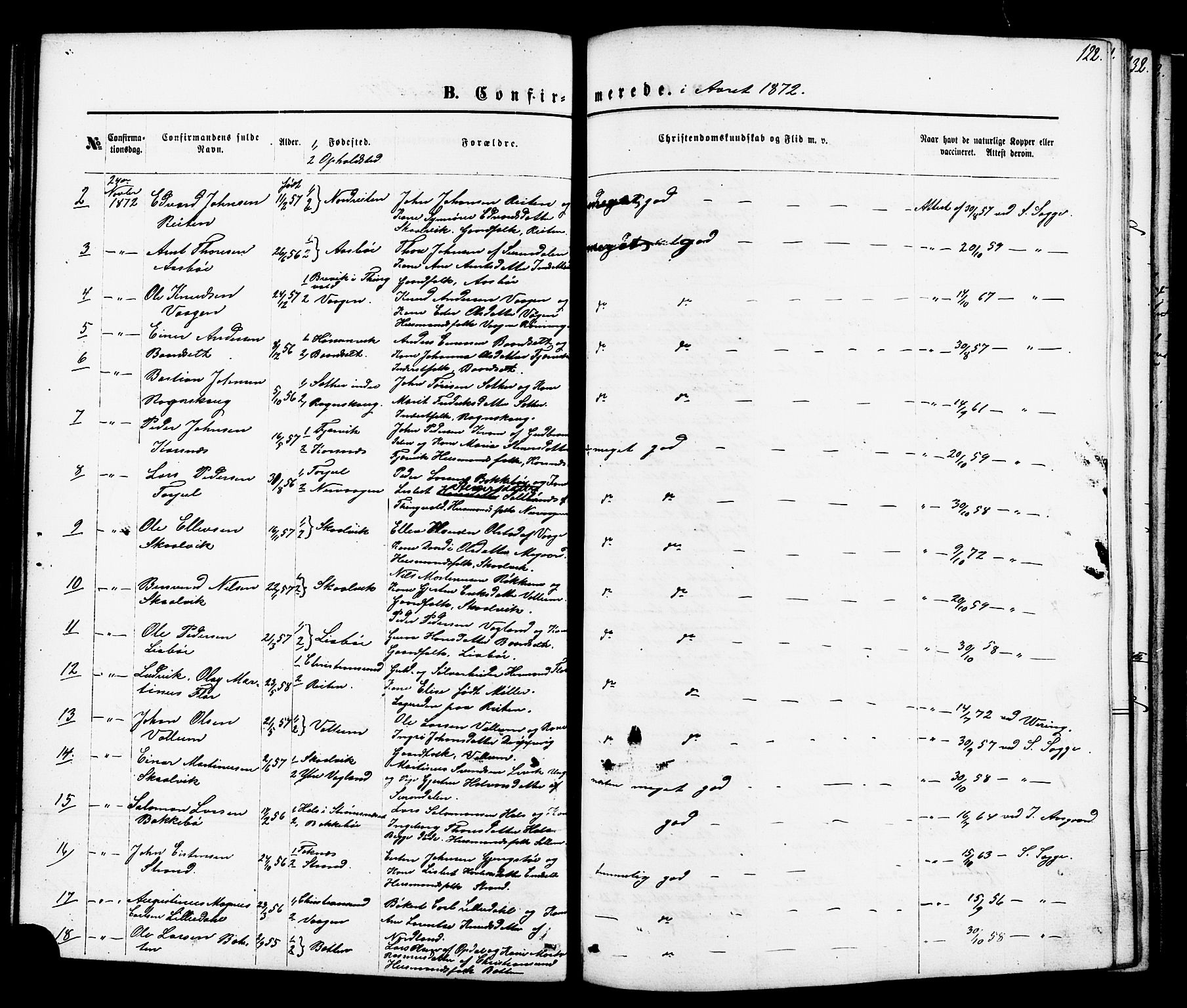 Ministerialprotokoller, klokkerbøker og fødselsregistre - Møre og Romsdal, SAT/A-1454/576/L0884: Parish register (official) no. 576A02, 1865-1879, p. 122