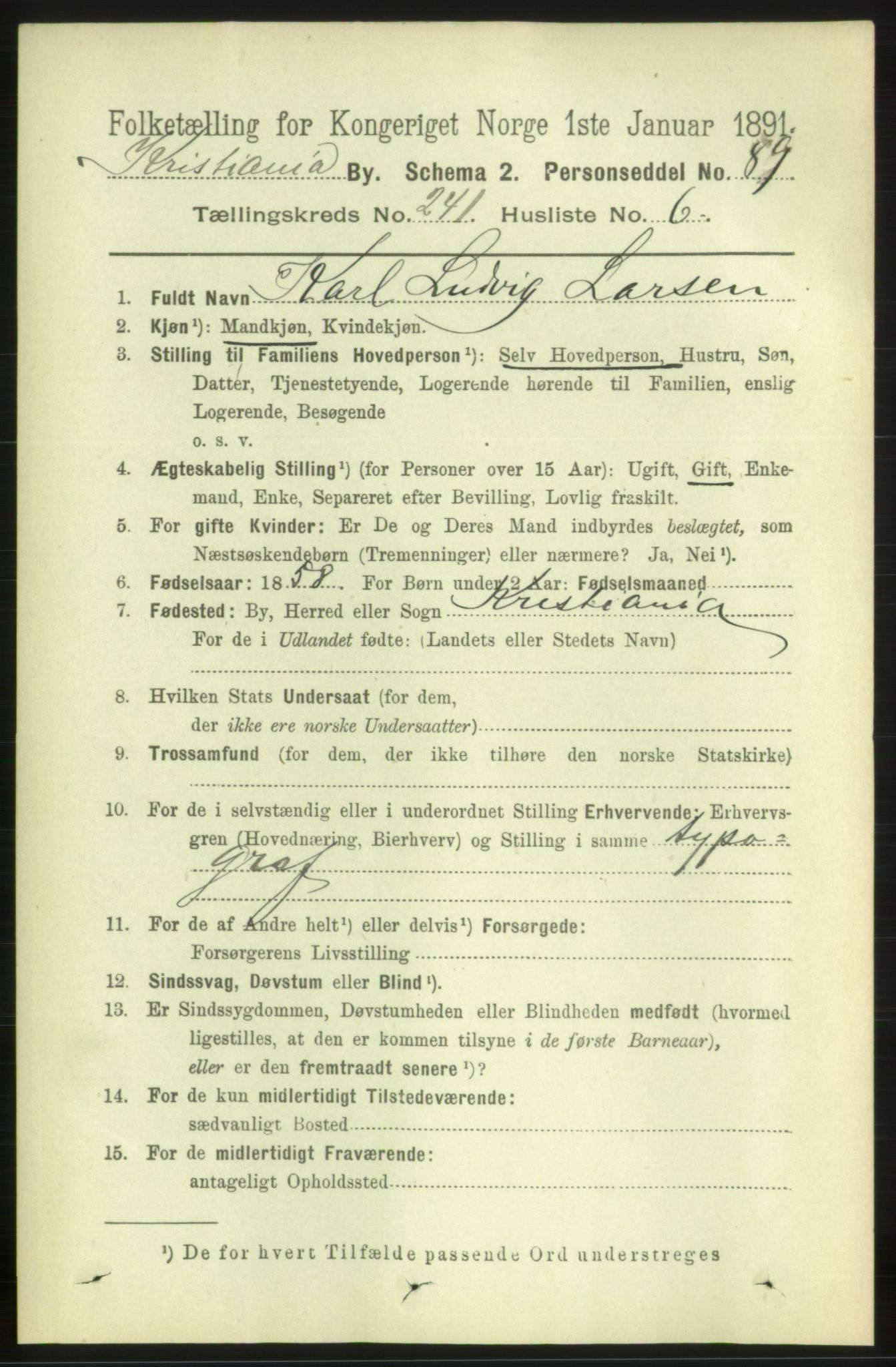RA, 1891 census for 0301 Kristiania, 1891, p. 141912