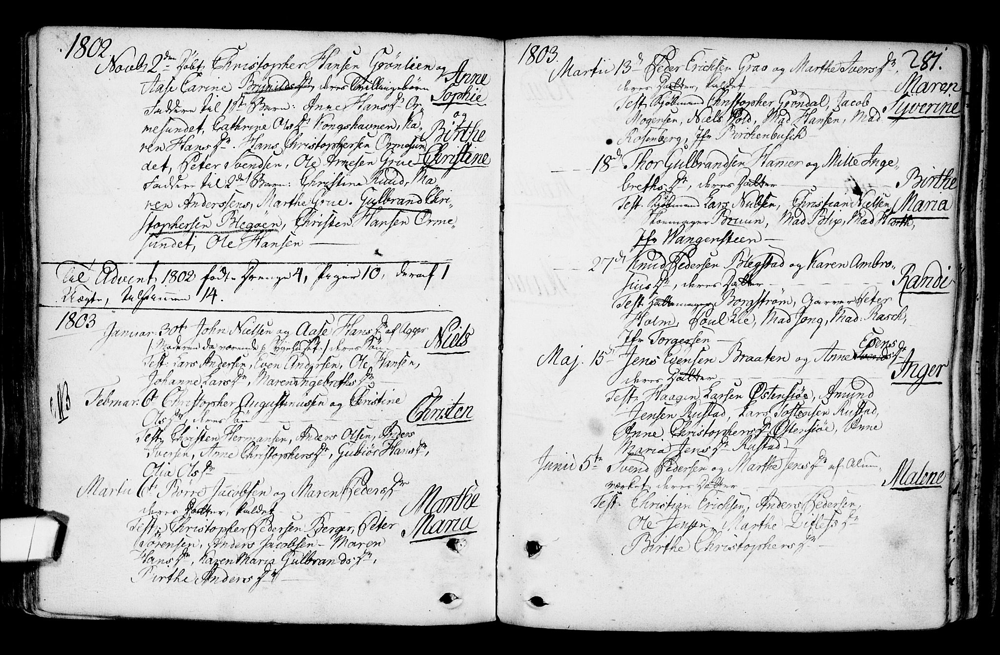 Gamlebyen prestekontor Kirkebøker, SAO/A-10884/F/Fa/L0001: Parish register (official) no. 1, 1734-1818, p. 281