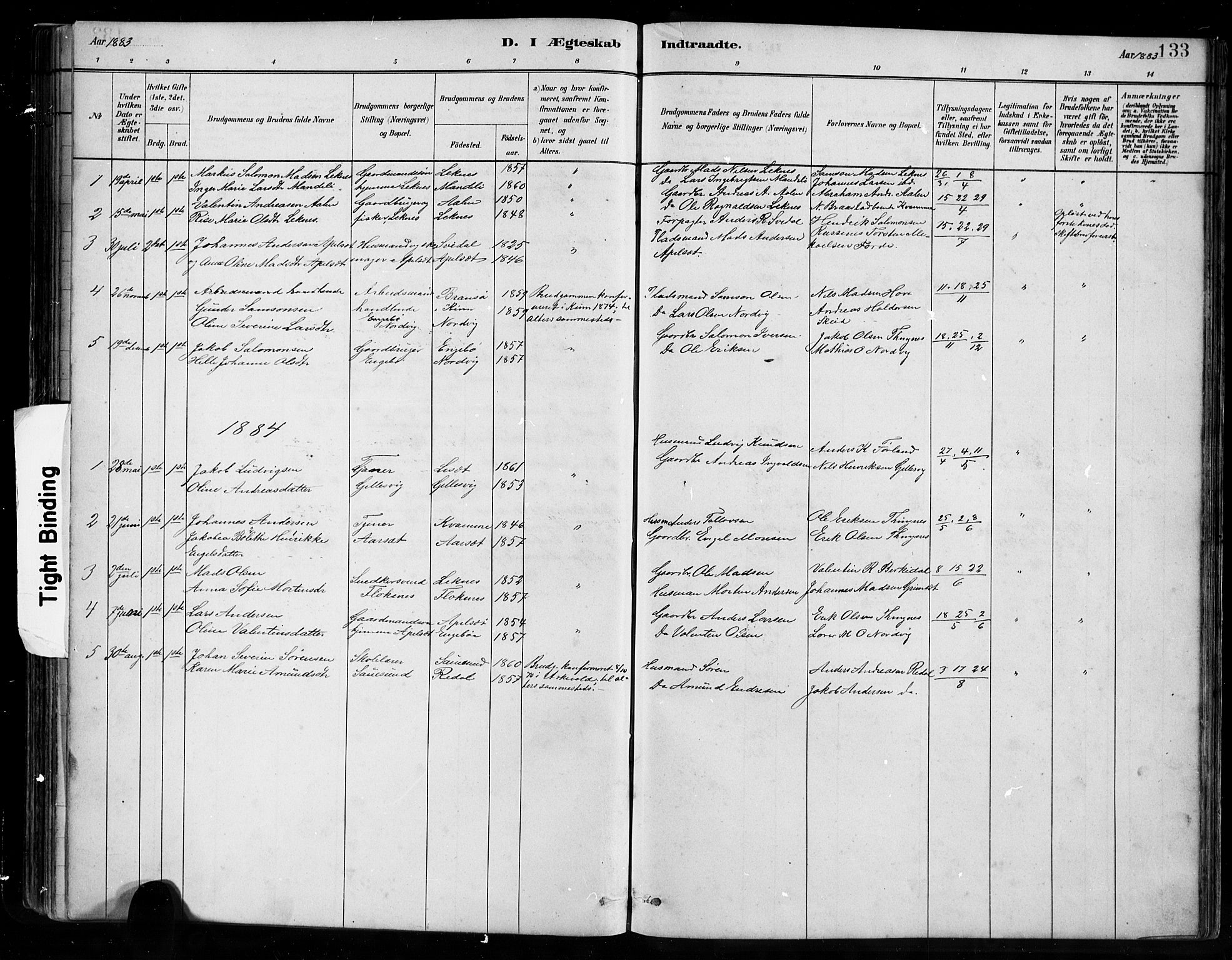 Førde sokneprestembete, SAB/A-79901/H/Hab/Habe/L0001: Parish register (copy) no. E 1, 1881-1920, p. 133