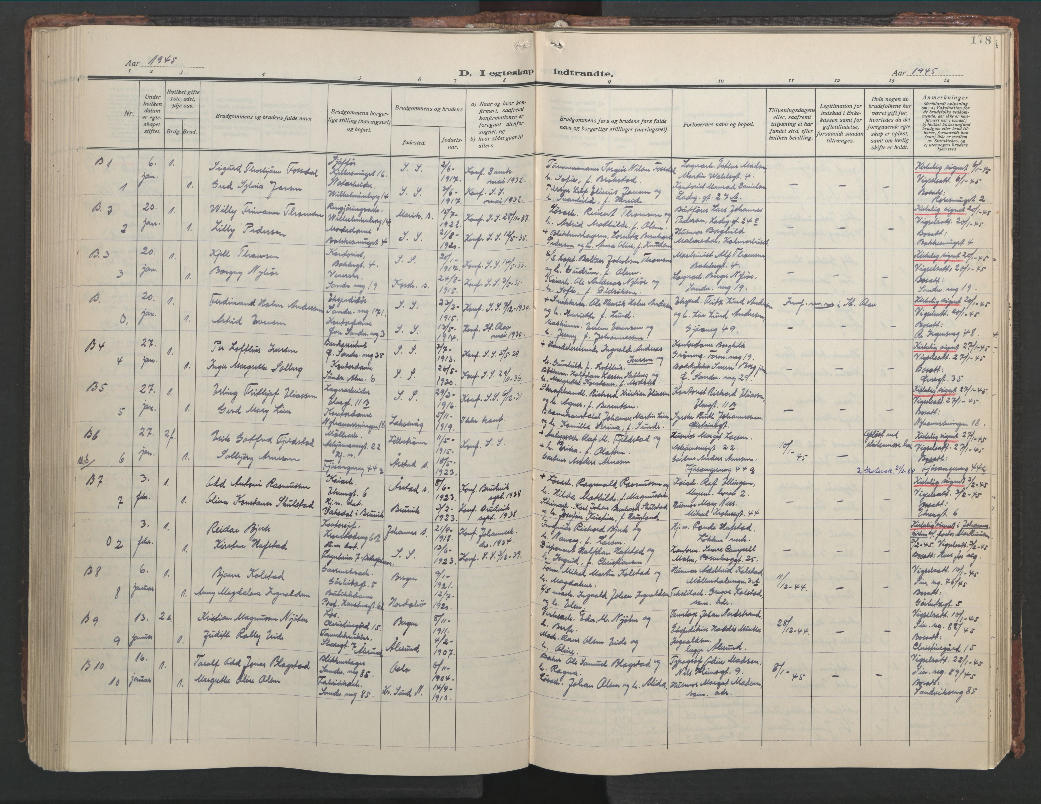 Sandviken Sokneprestembete, SAB/A-77601/H/Hb/L0015: Parish register (copy) no. D 2, 1929-1953, p. 177b-178a