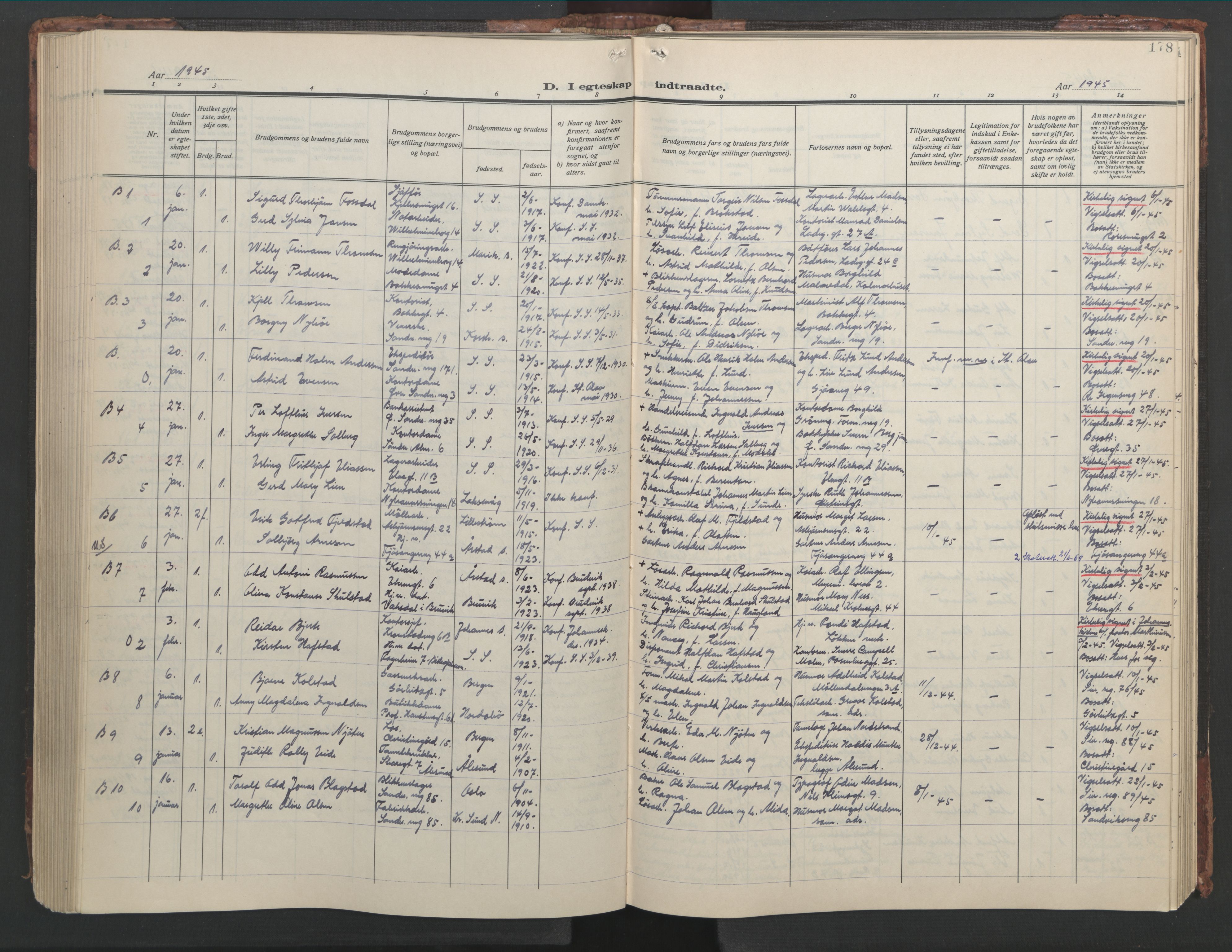 Sandviken Sokneprestembete, AV/SAB-A-77601/H/Hb/L0015: Parish register (copy) no. D 2, 1929-1953, p. 177b-178a