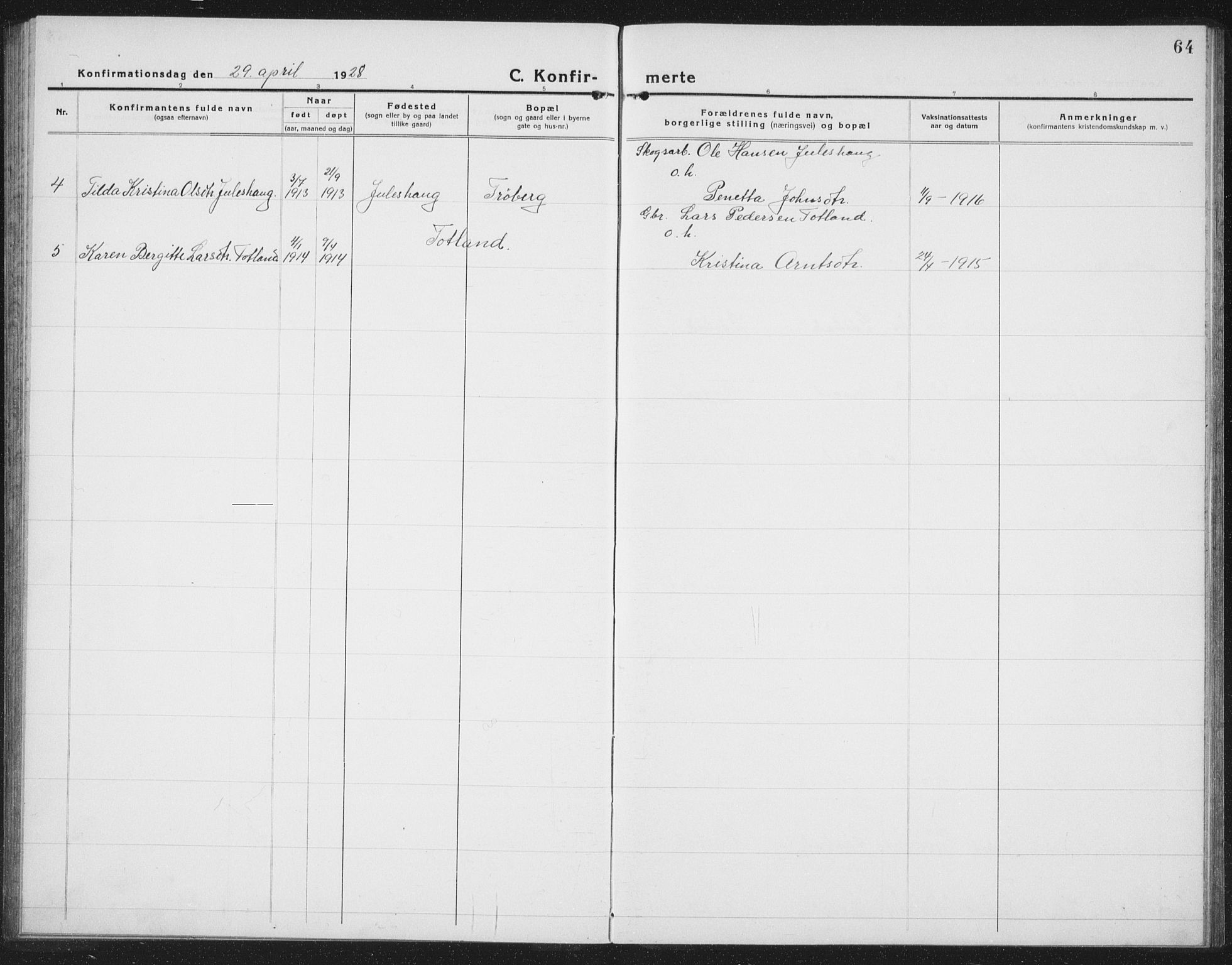 Ministerialprotokoller, klokkerbøker og fødselsregistre - Nord-Trøndelag, AV/SAT-A-1458/757/L0507: Parish register (copy) no. 757C02, 1923-1939, p. 64