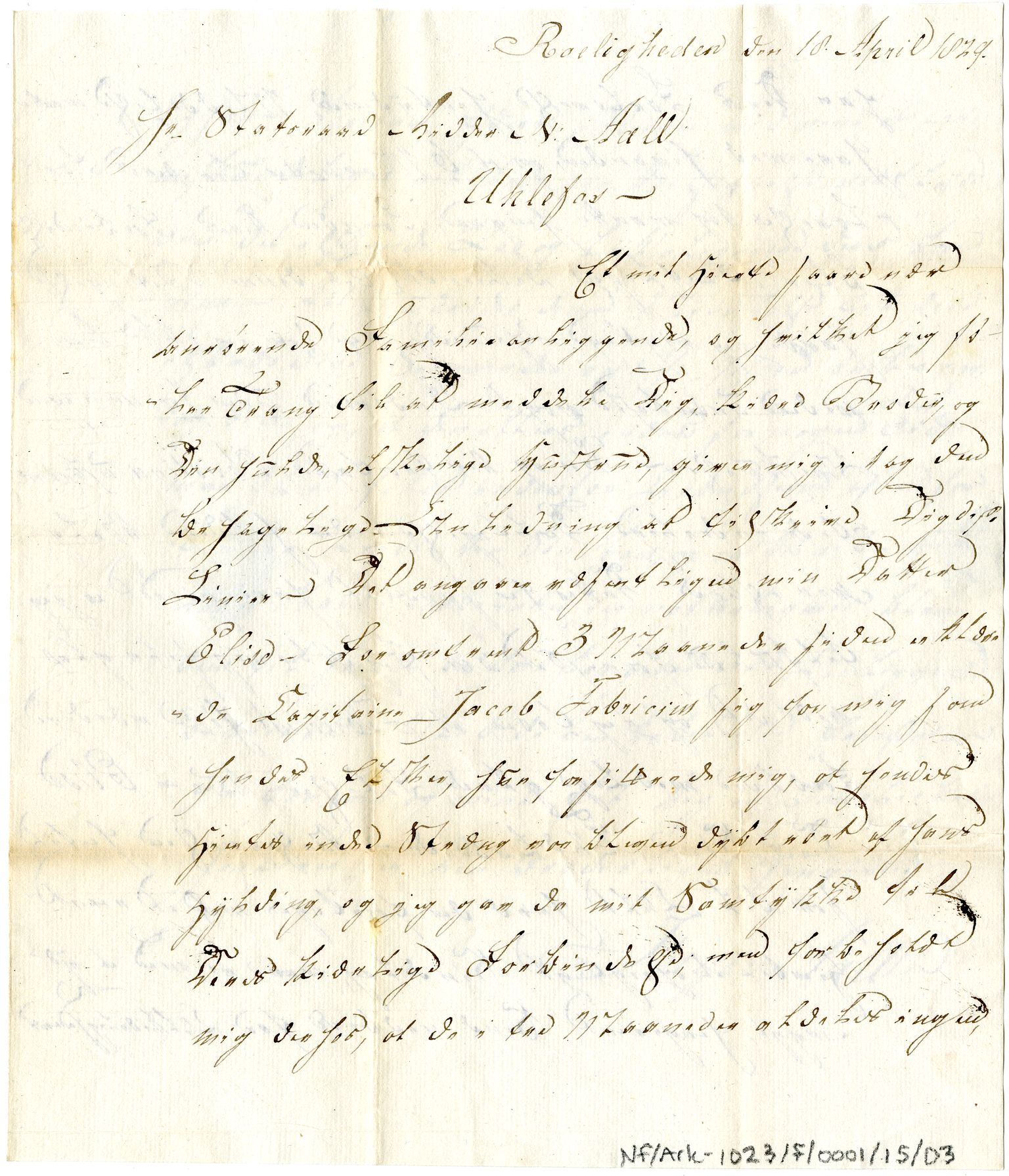 Diderik Maria Aalls brevsamling, NF/Ark-1023/F/L0001: D.M. Aalls brevsamling. A - B, 1738-1889, p. 225