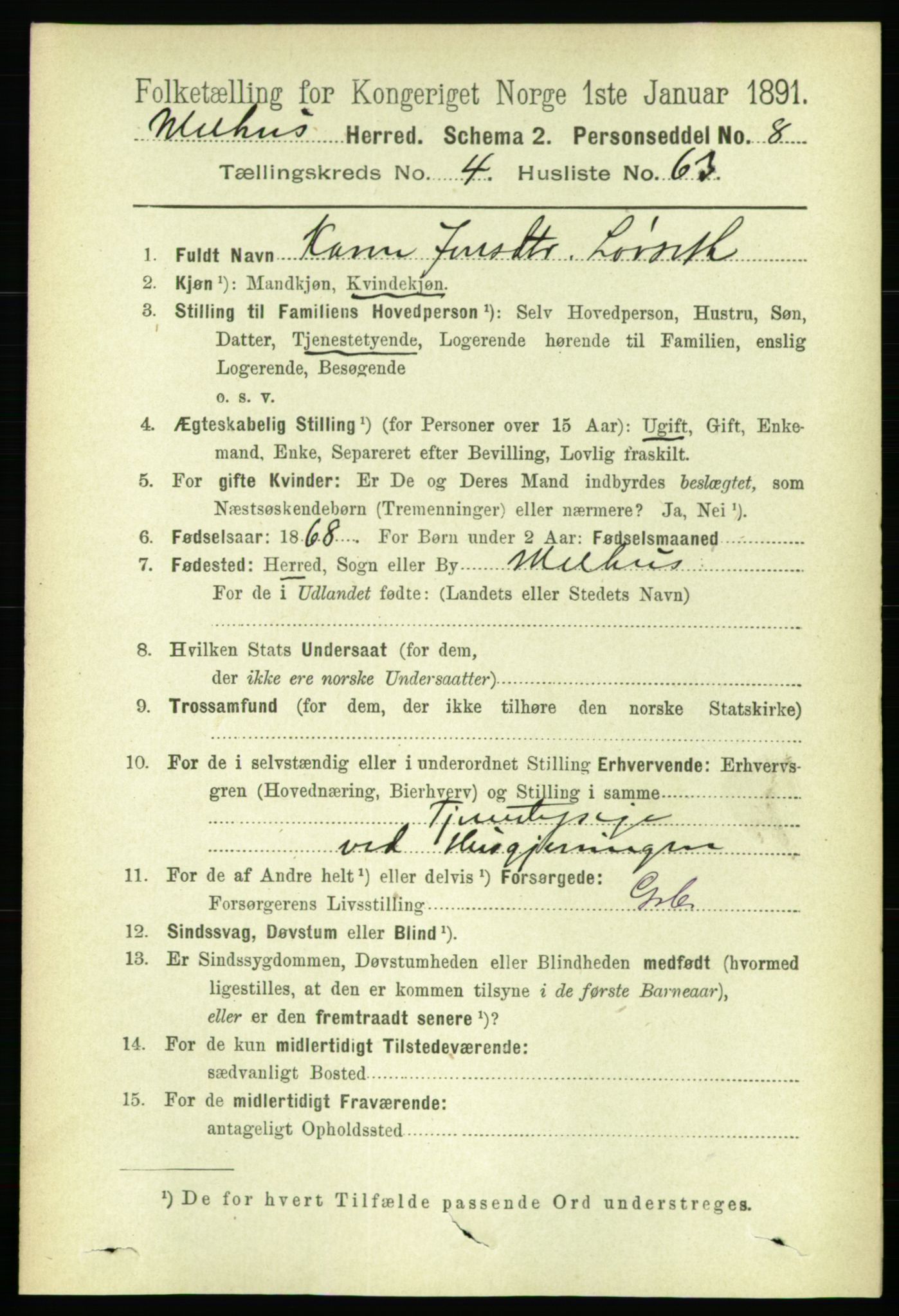 RA, 1891 census for 1653 Melhus, 1891, p. 2292