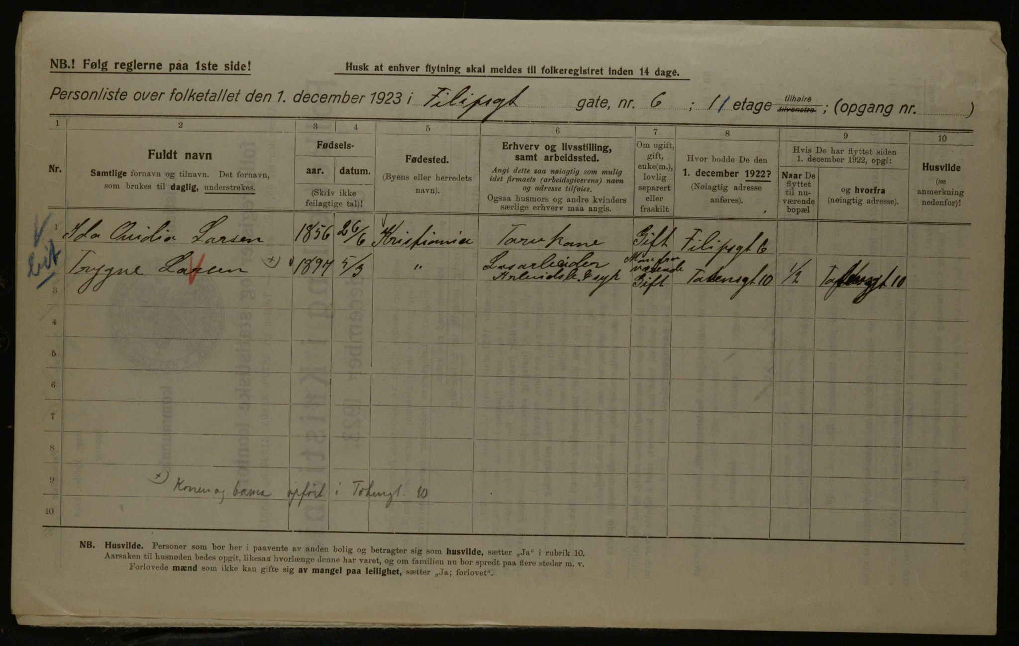 OBA, Municipal Census 1923 for Kristiania, 1923, p. 27349