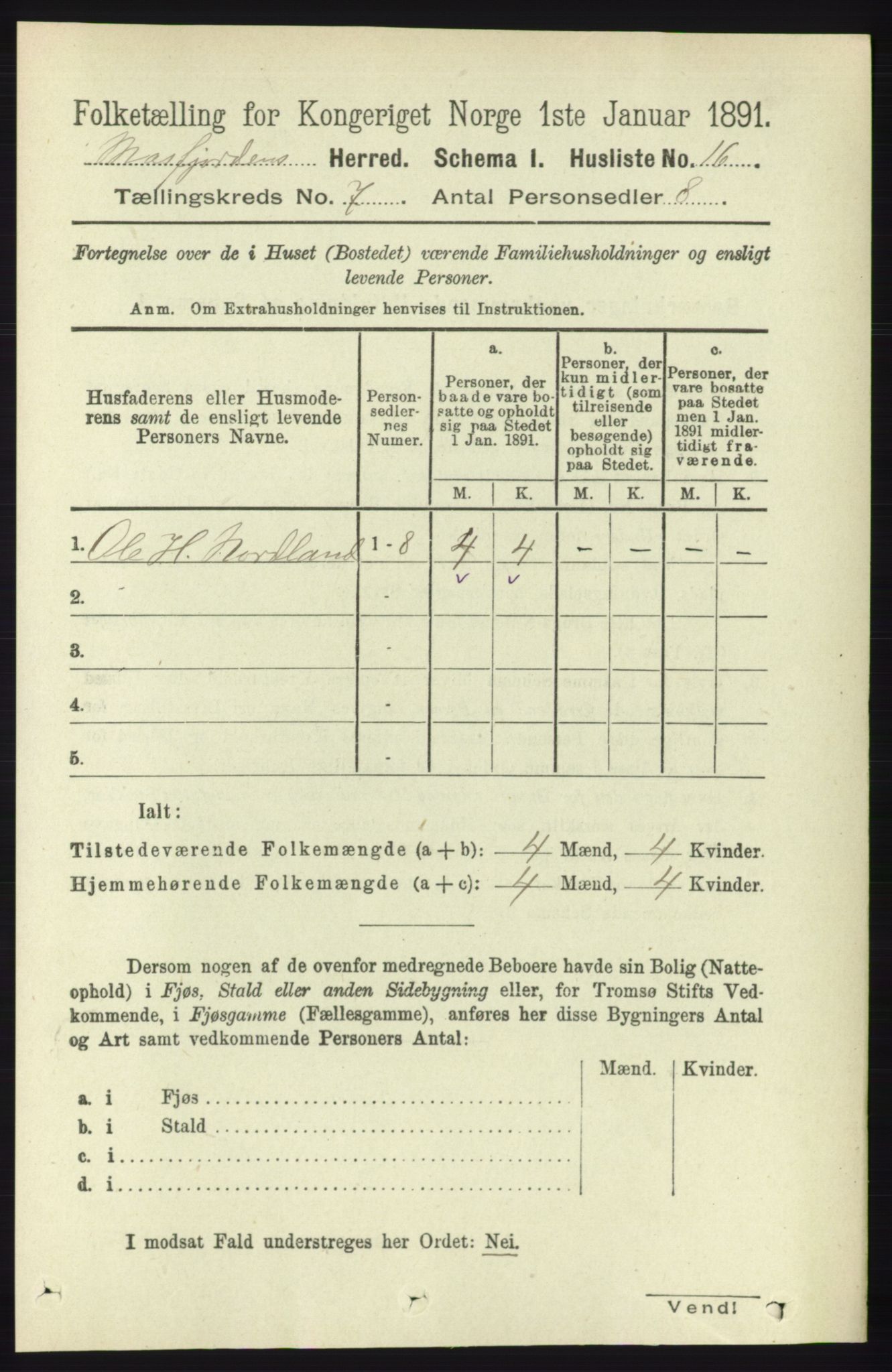 RA, 1891 census for 1266 Masfjorden, 1891, p. 1151