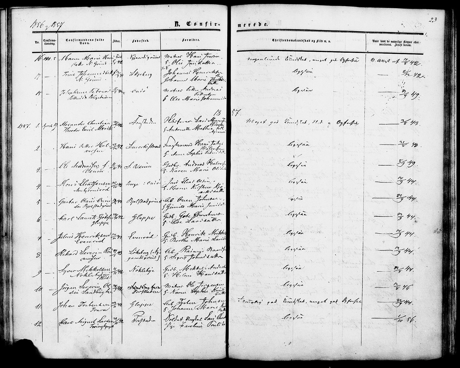 Glemmen prestekontor Kirkebøker, SAO/A-10908/F/Fa/L0006: Parish register (official) no. 6, 1849-1865, p. 23